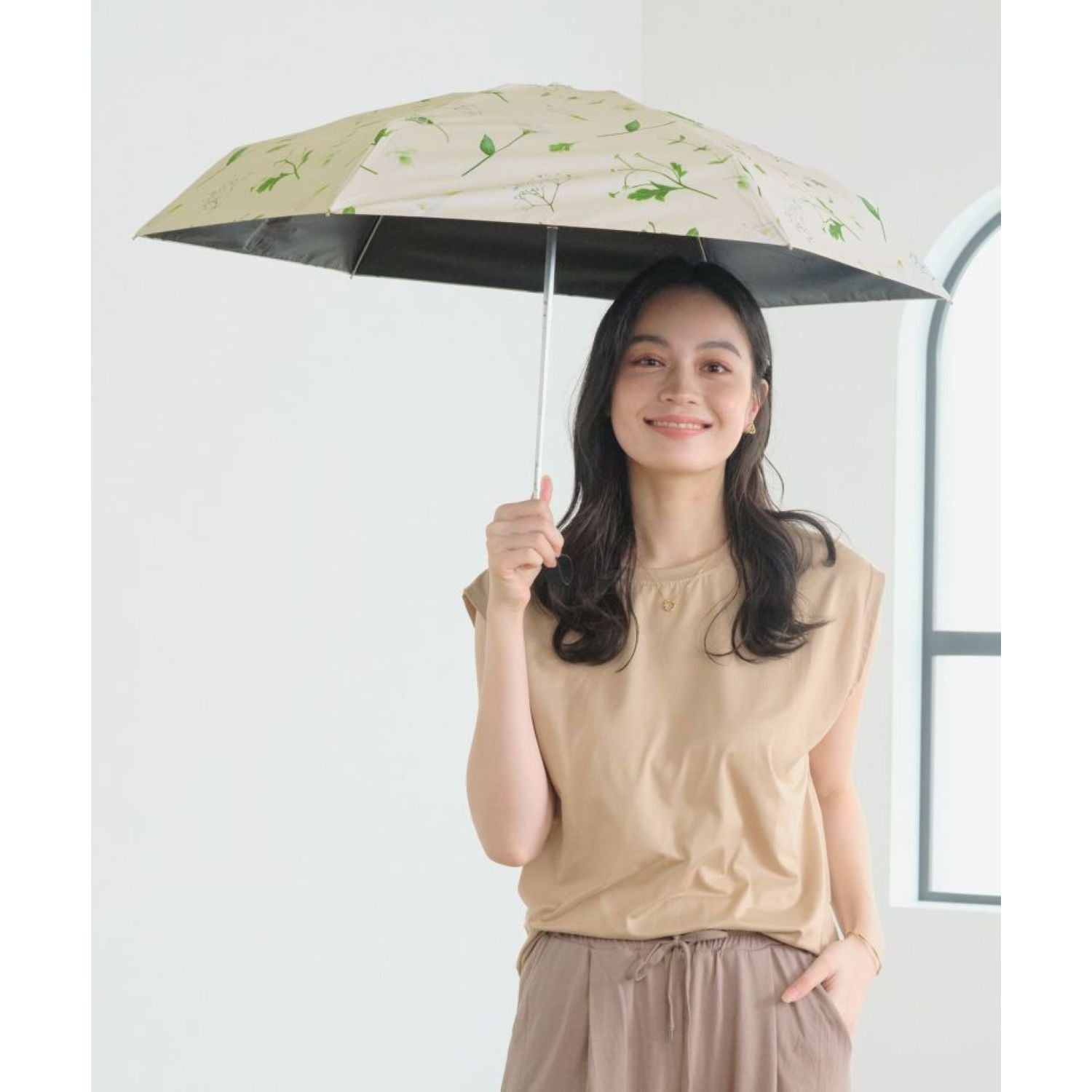 WPC X Plantica (2025) UV Protection UPF 50+ Umbrella 47cm (Beige)