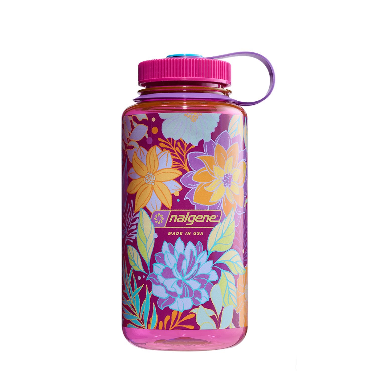 Nalgene 32Oz Wide Mouth Bottle Magenta With Botanical Florals