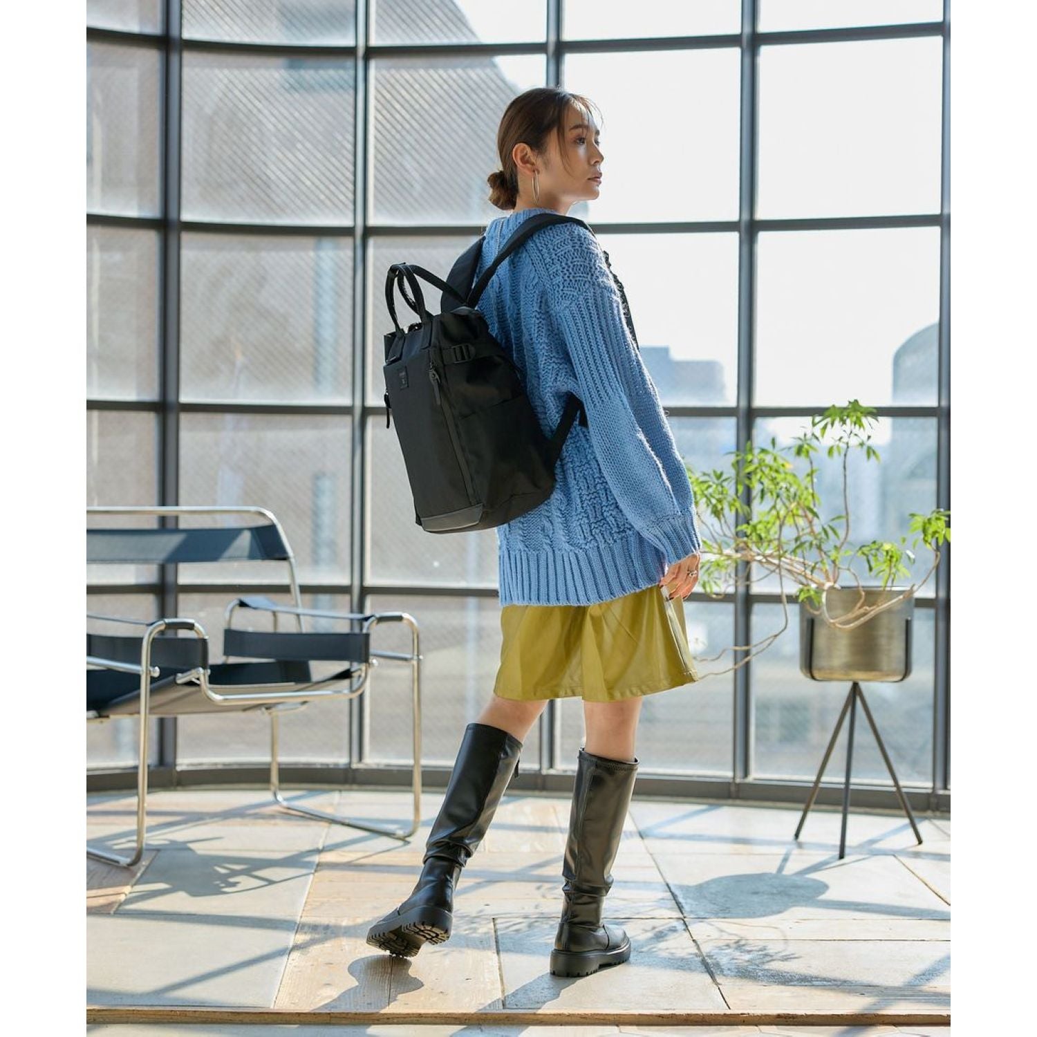 Anello Solid 2Way Tote Backpack (Black)