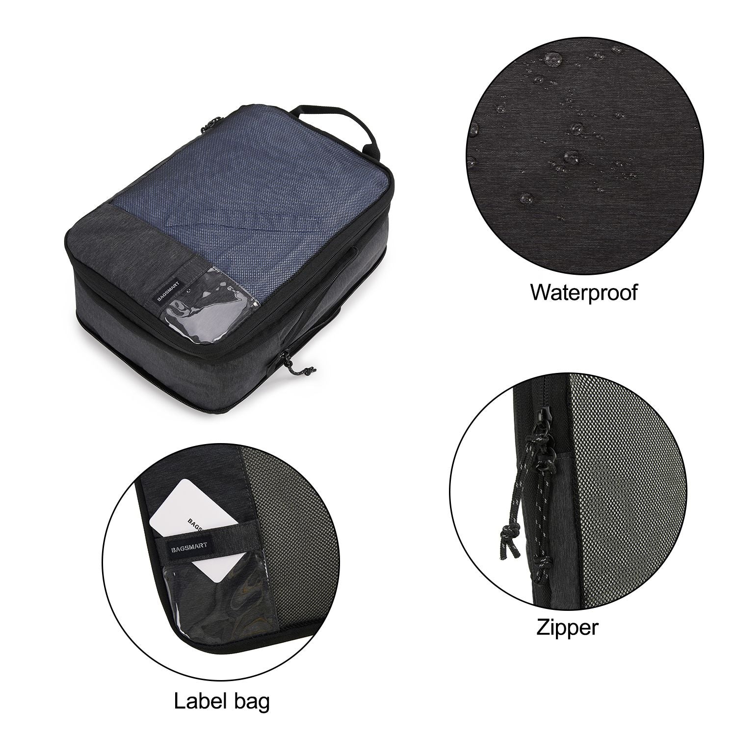 Bagsmart 6-In-1 Compression Packing Cubes (Black)