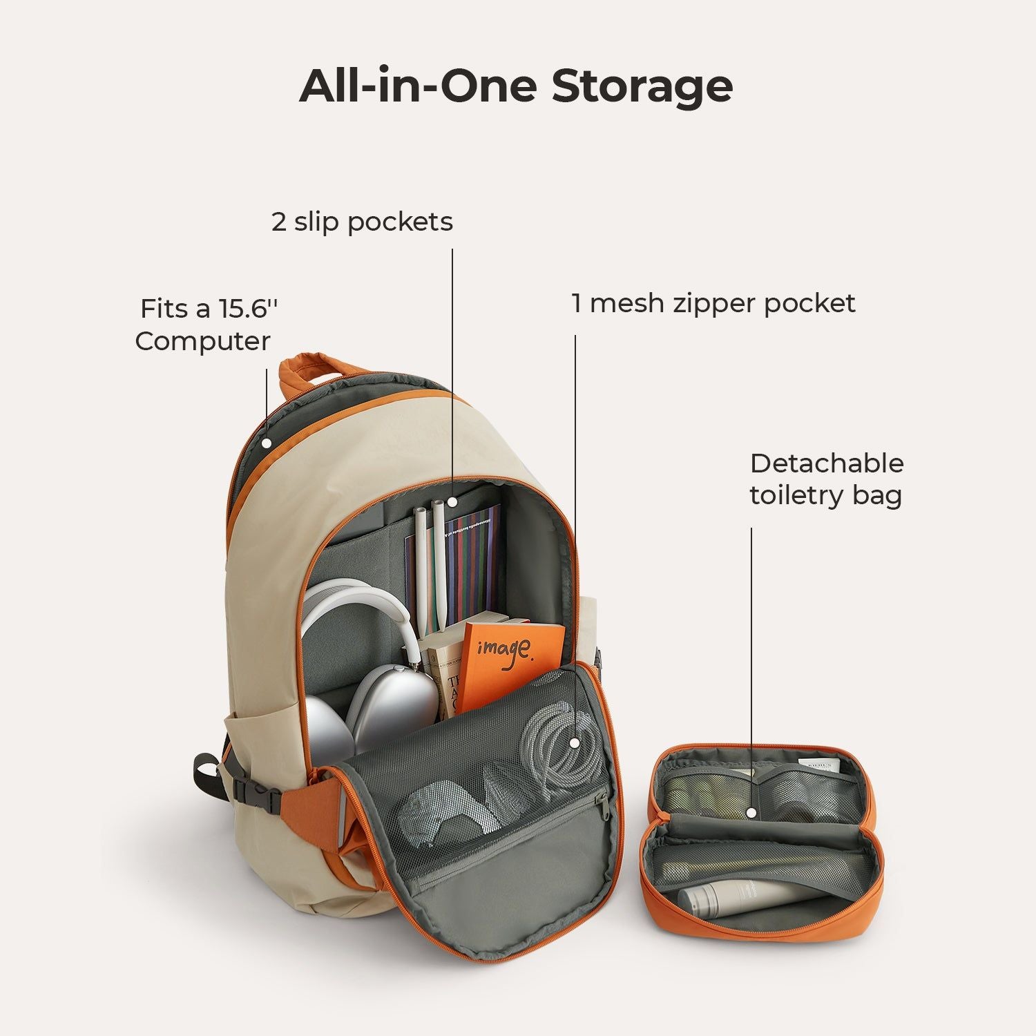 Bagsmart Soar 180 Open Clamshell Travel Backpack 25L Set (Orange)