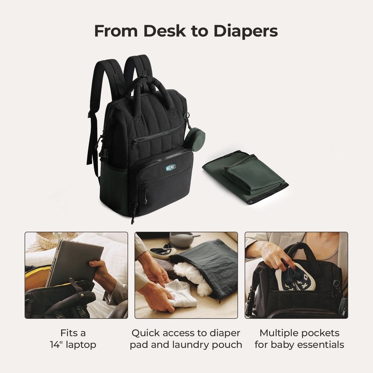 Bagsmart Walker Featherlight Travel Diaper Backpack 25L (Black)