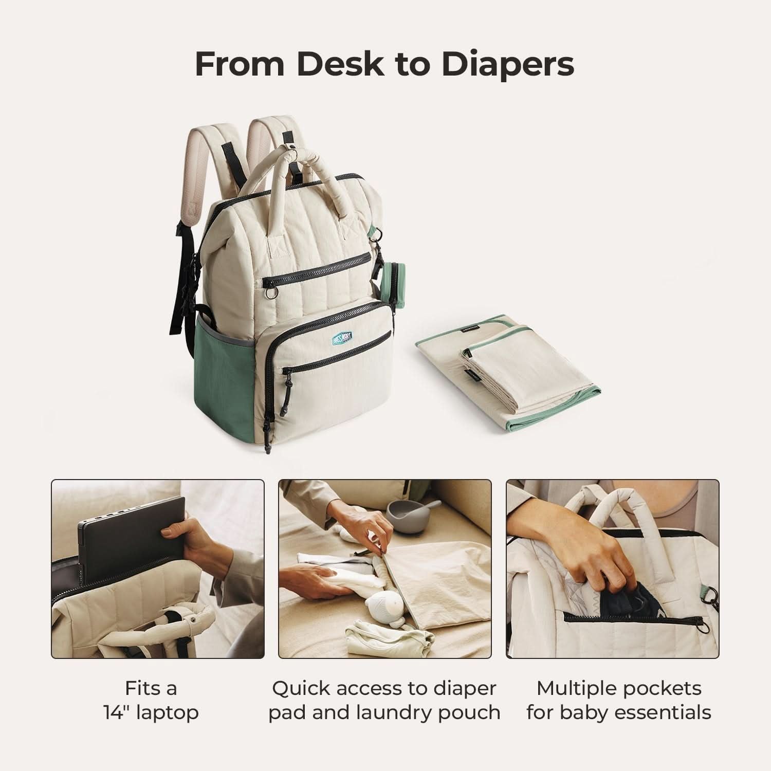 Bagsmart Walker Featherlight Travel Diaper Backpack 25L (Celadon)