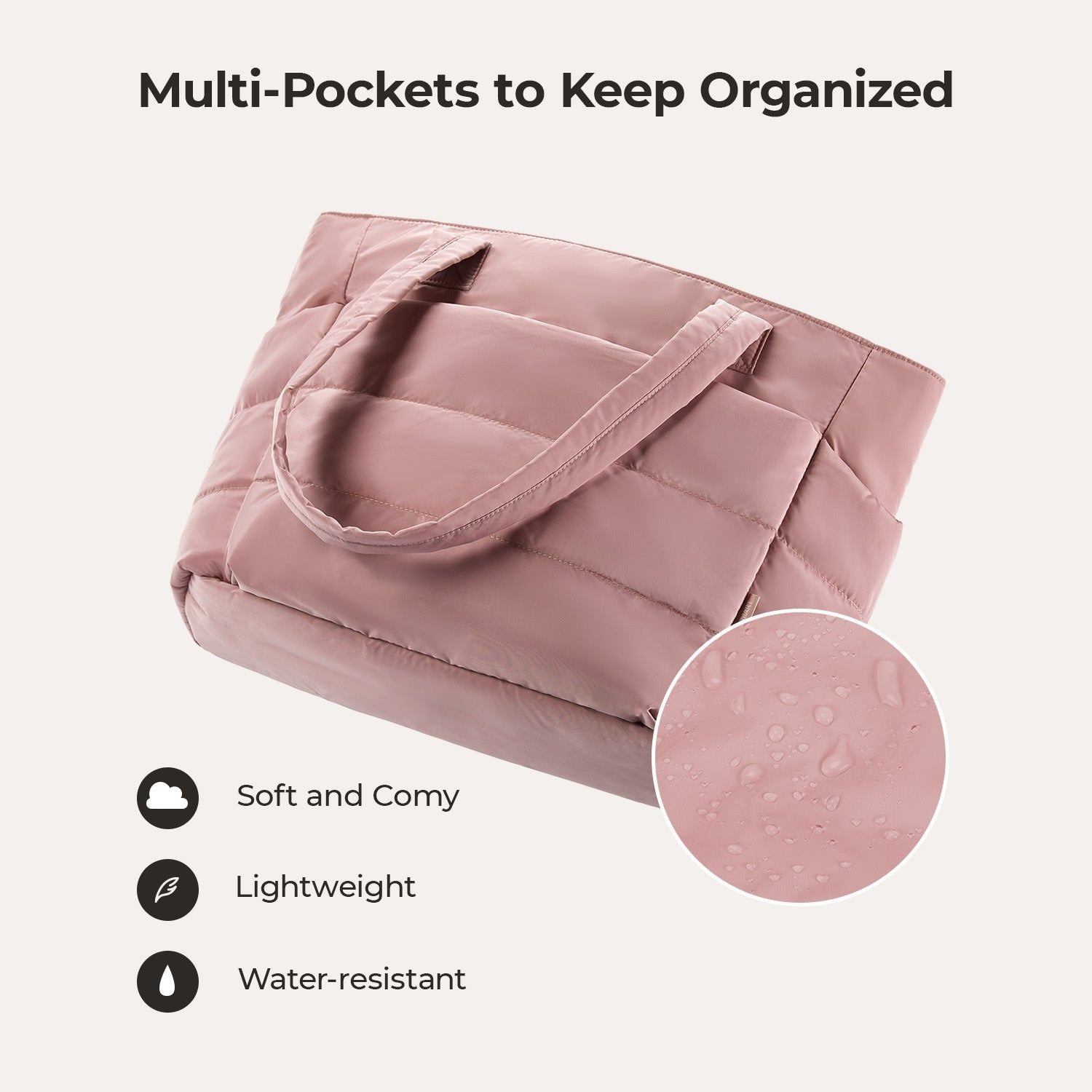 Bagsmart Zora Puffy Tote 20L (Dark Pink)