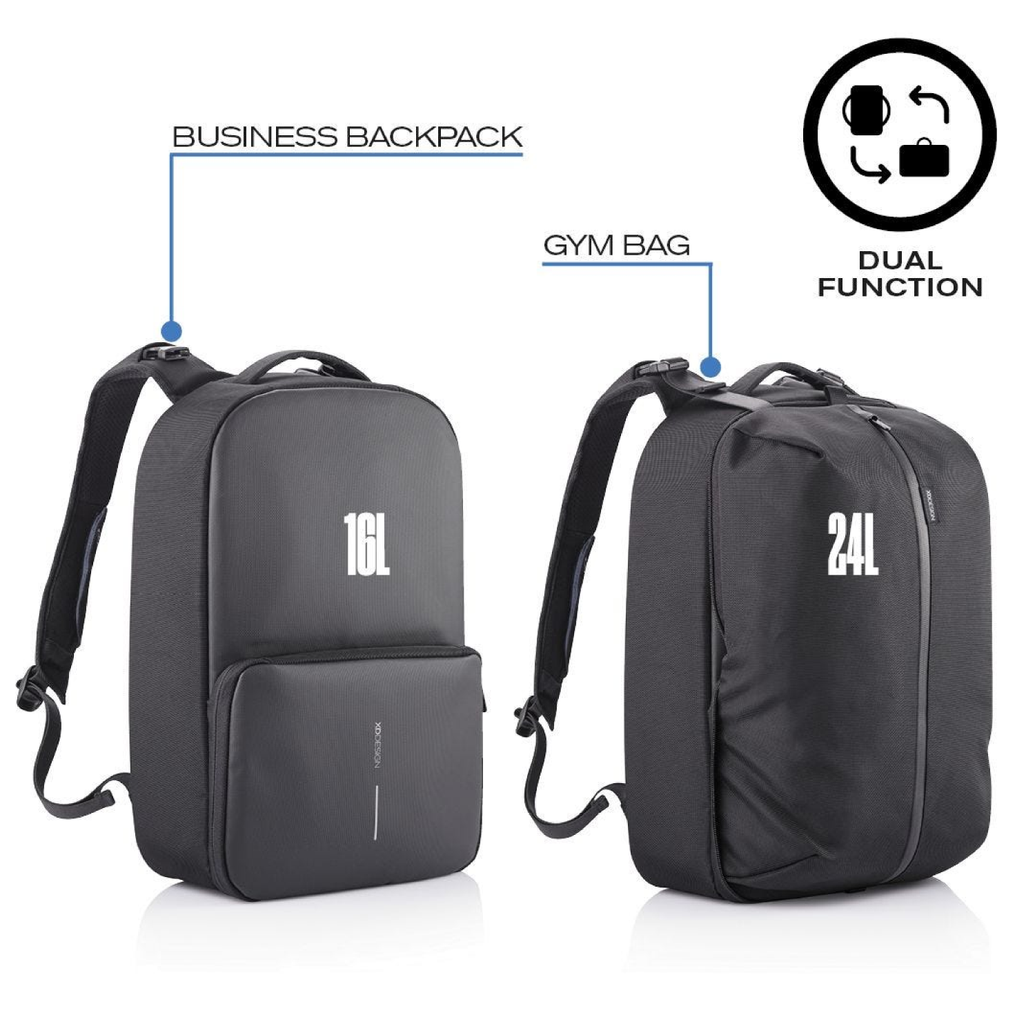 Bobby Flex Gym Bag Backpack - Black