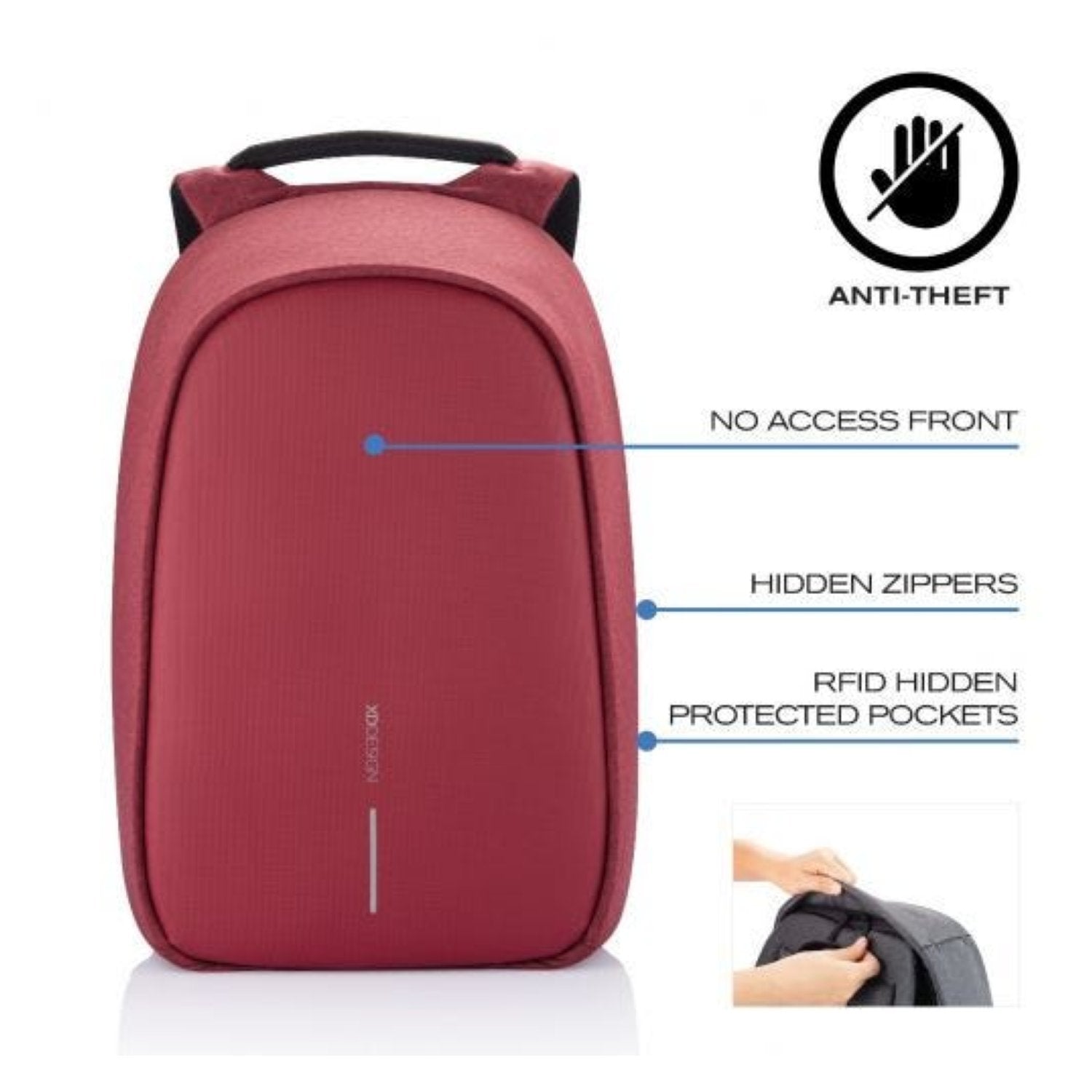 Bobby Hero Small Anti-Theft Backpack - Red