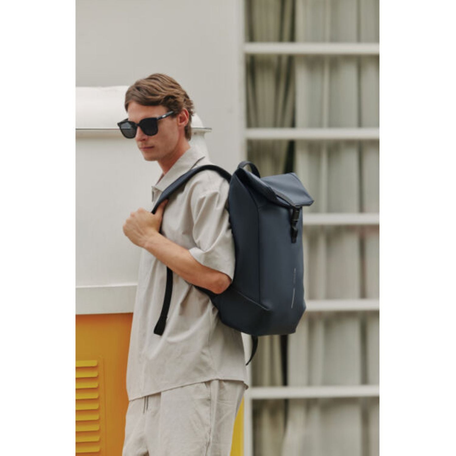 Bobby XD Design Urban Water Resistant Flap-Top Backpack 18L To 23L - Navy