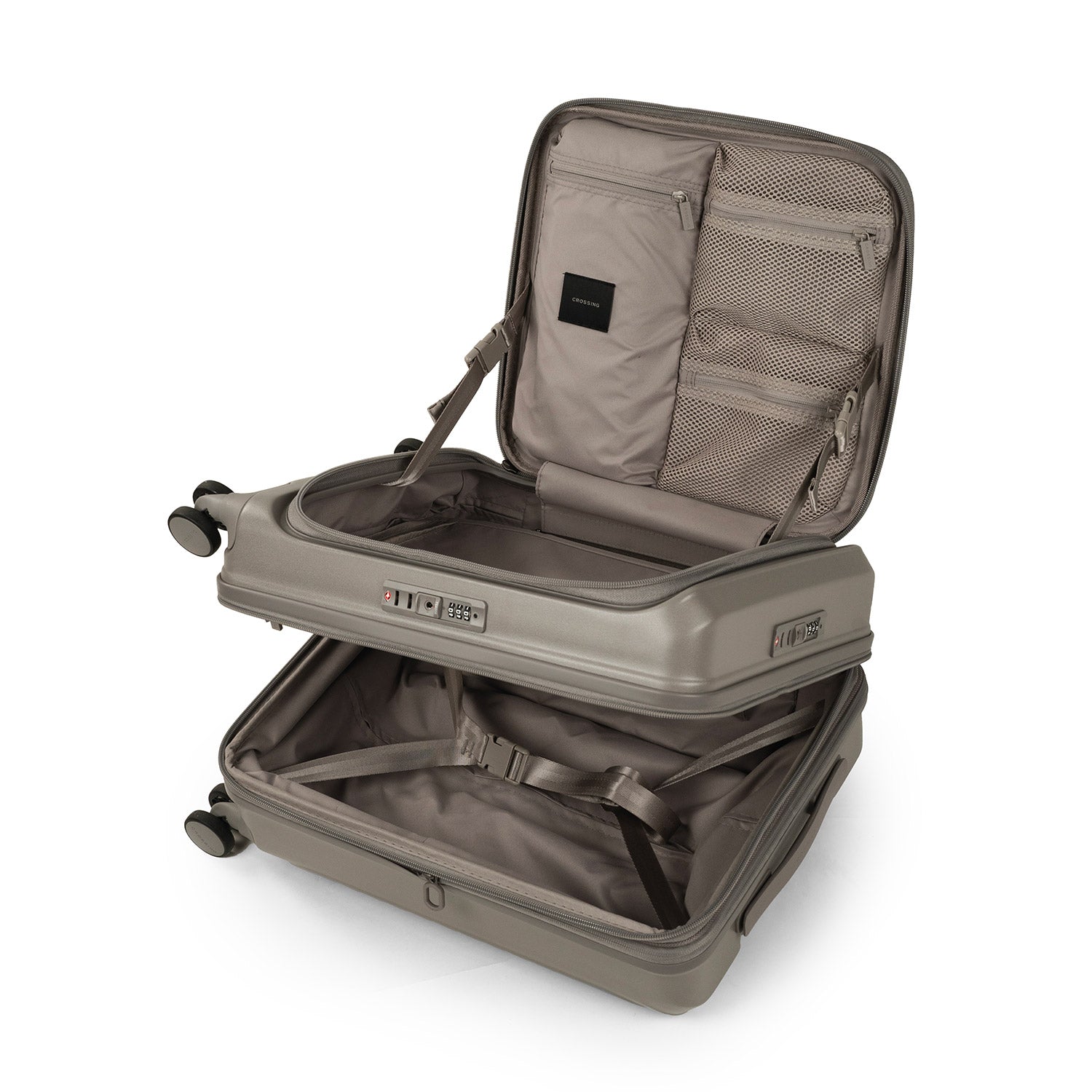CROSSING INVI 20" Carry On Expandable Luggage With Front & Middle Access - Latte
