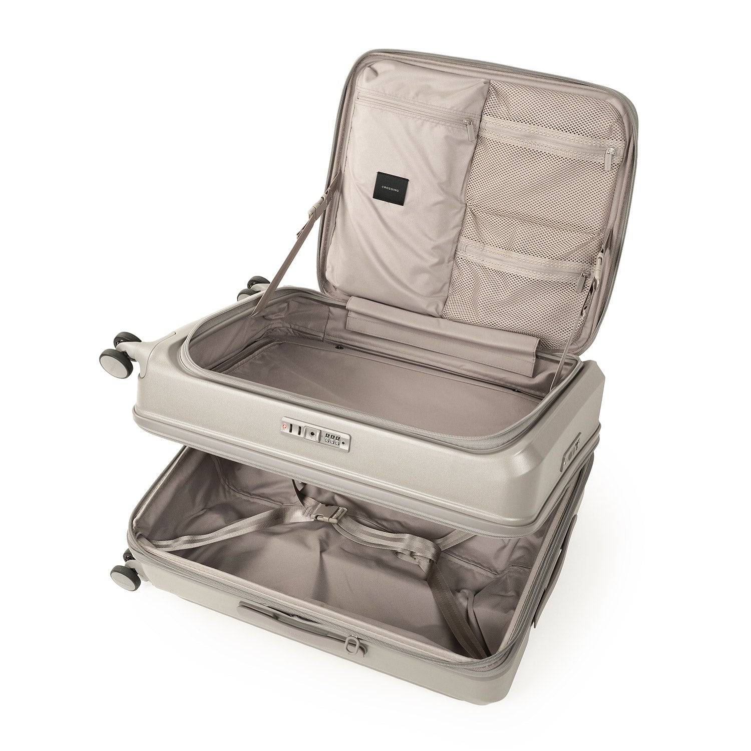 CROSSING INVI 25" Medium Expandable Luggage With Front & Middle Access - Latte