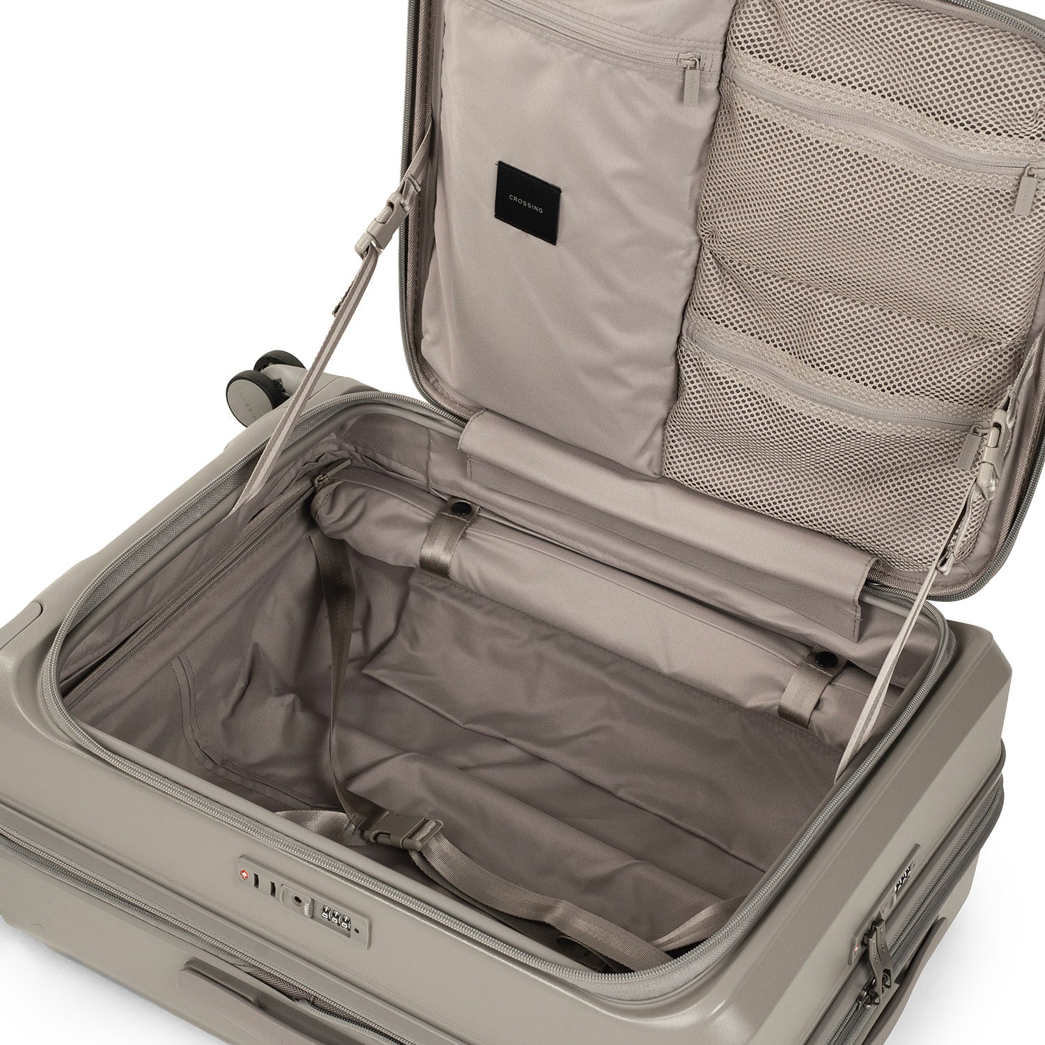 CROSSING INVI 25" Medium Expandable Luggage With Front & Middle Access - Latte