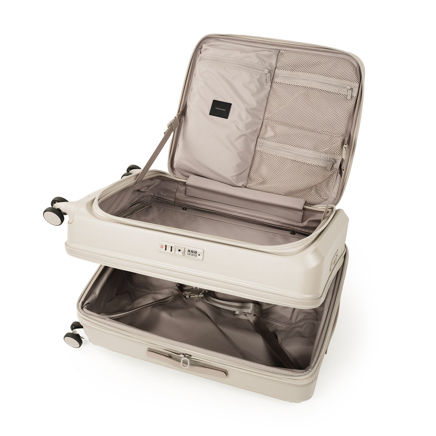 CROSSING INVI 25" Medium Expandable Luggage With Front & Middle Access - Taupe
