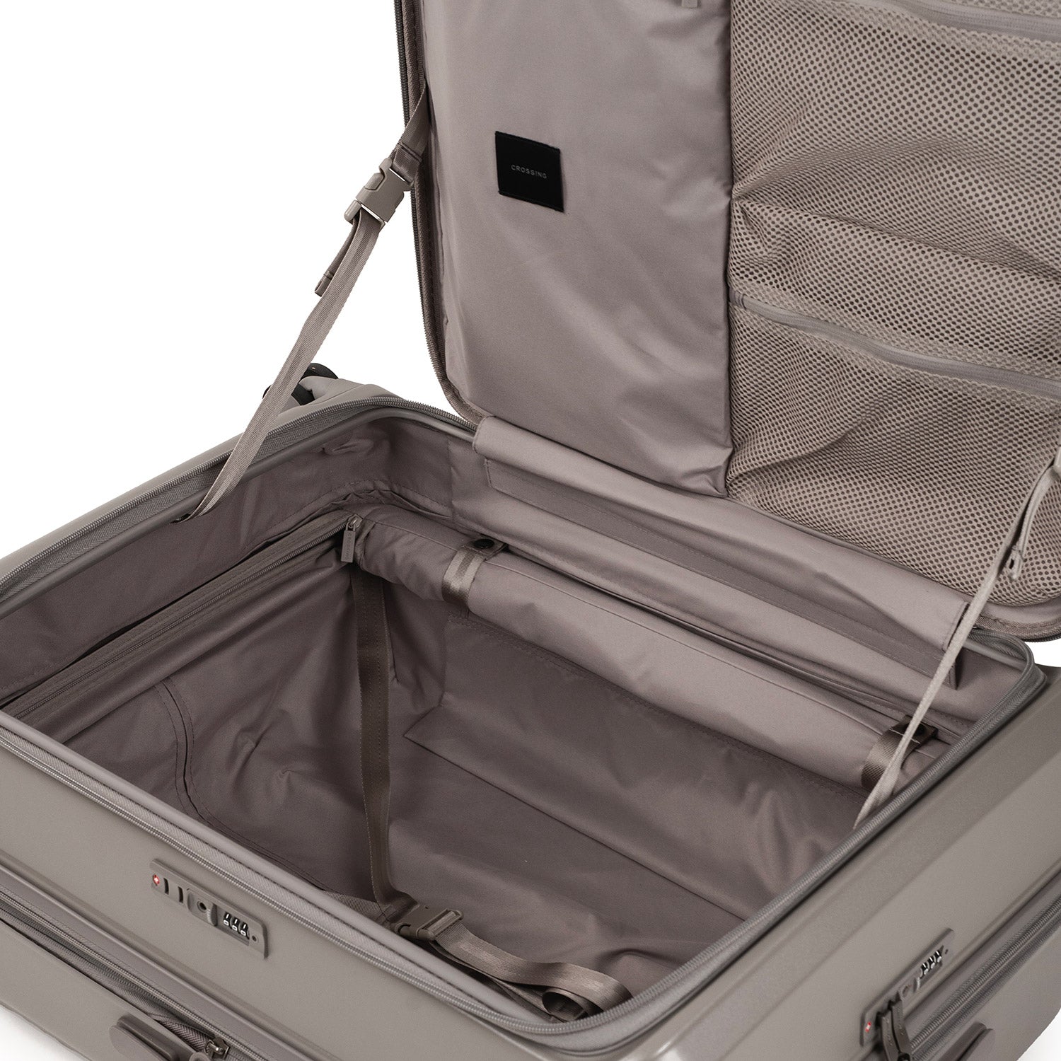 CROSSING INVI 30" Large Expandable Luggage With Front & Middle Access - Latte