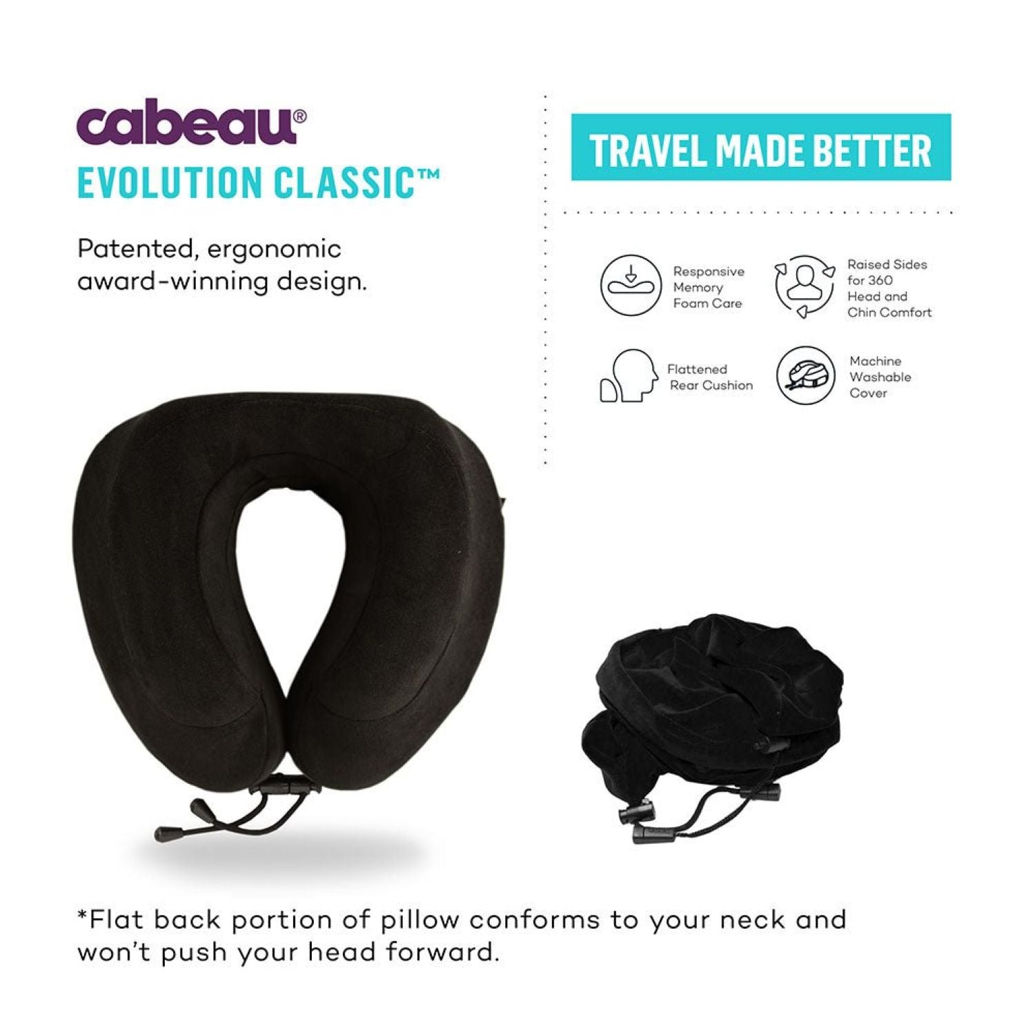 Cabeau Evolution Classic Travel Neck Pillow - Midnight