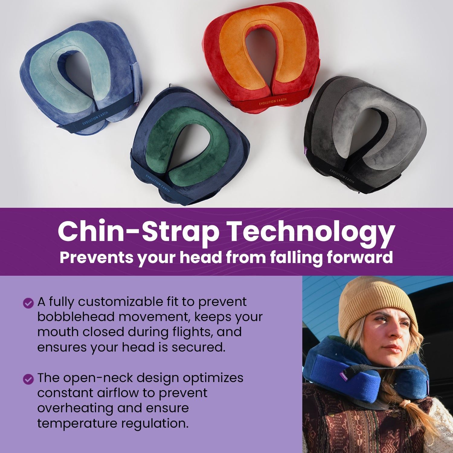 Cabeau Evolution Earth Travel Pillow - Water Blue/Light Blue