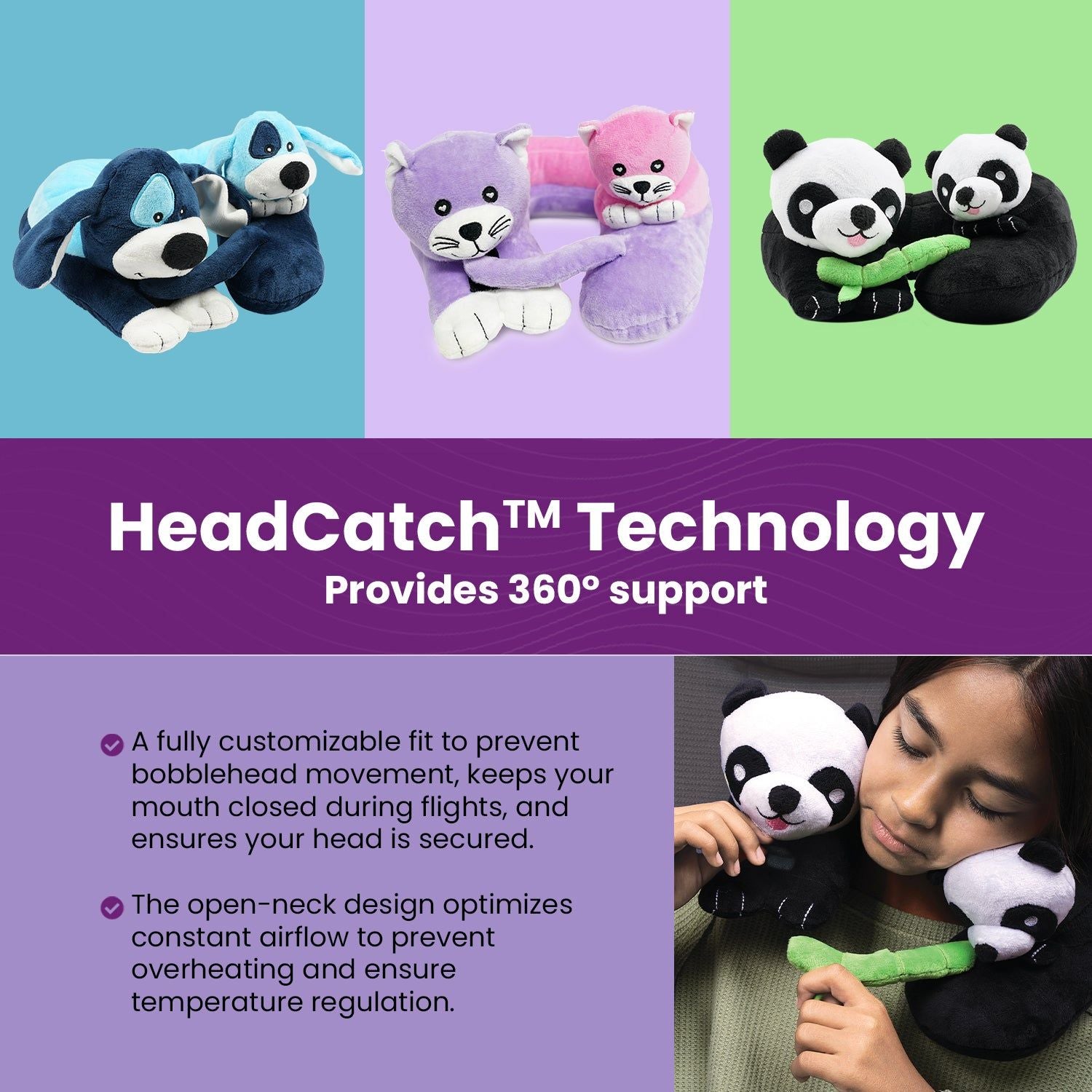 Cabeau Evolution Kids Neck Pillow - Pandas