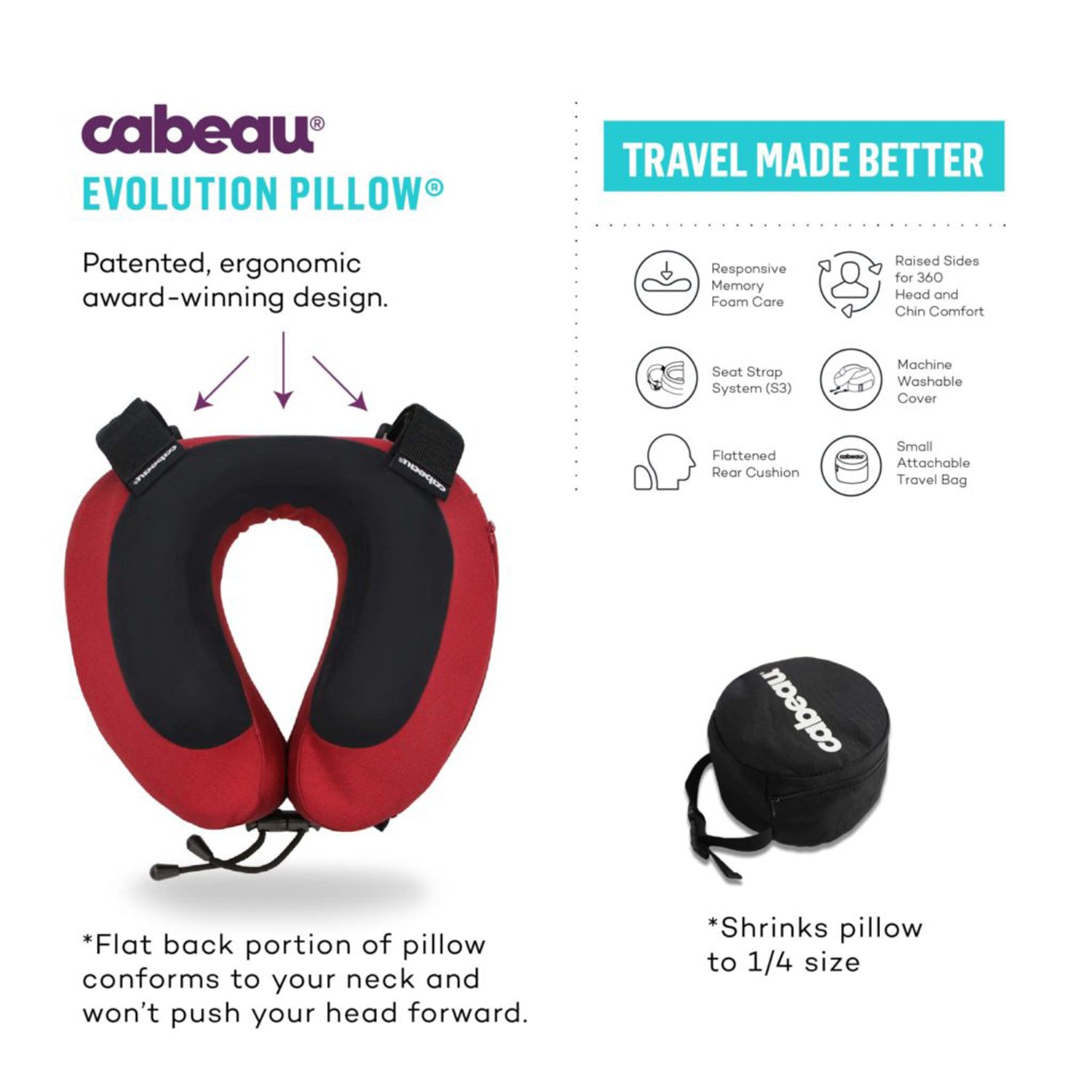 Cabeau Evolution S3  Travel Neck Pillow - Jet Black