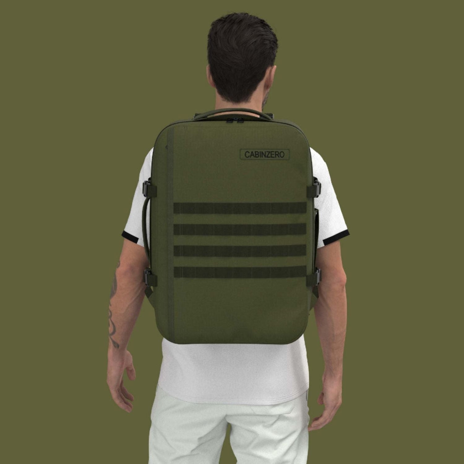Cabinzero Military Cabin Bag With Luggage Trackers 44L (Military Green)