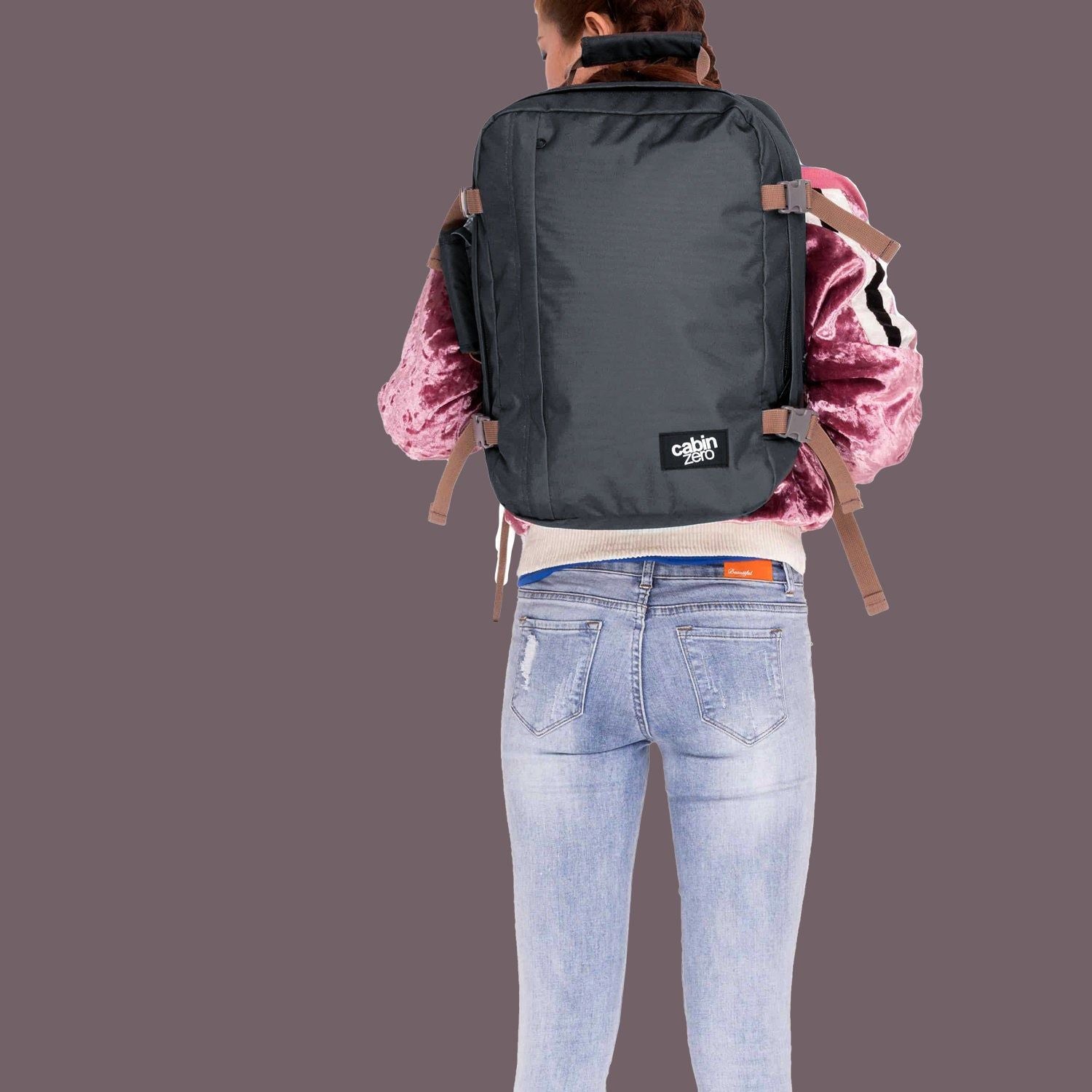 Cabinzero Mini Ultra Light Cabin Bag With Luggage Trackers 28L (Black Sand)