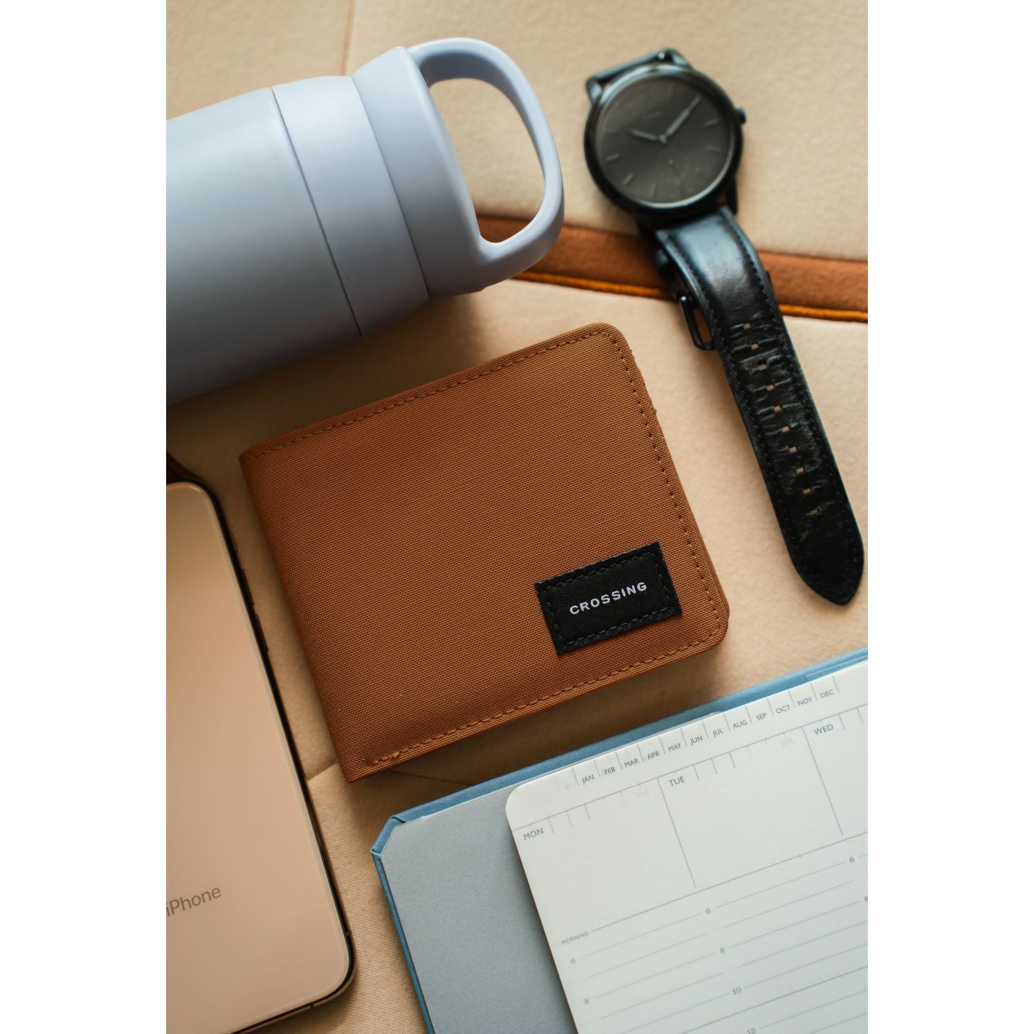 Crossing Bifold Wallet with Coin Pocket & Card Flap RFID - Copper