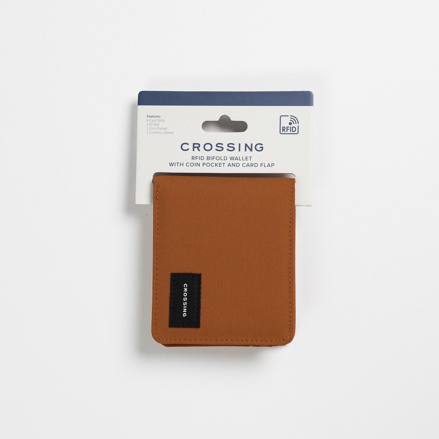Crossing Bifold Wallet with Coin Pocket & Card Flap RFID - Copper