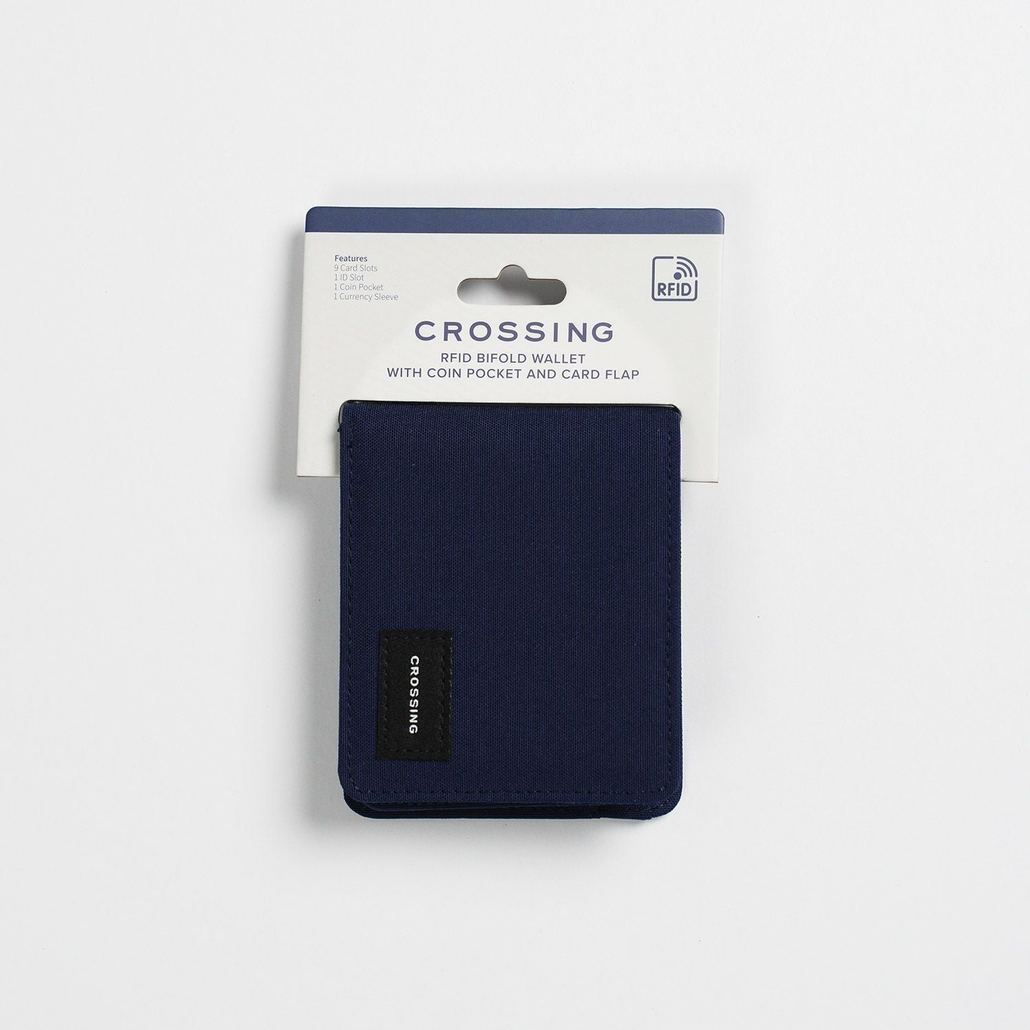 Crossing Bifold Wallet with Coin Pocket RFID - Navy