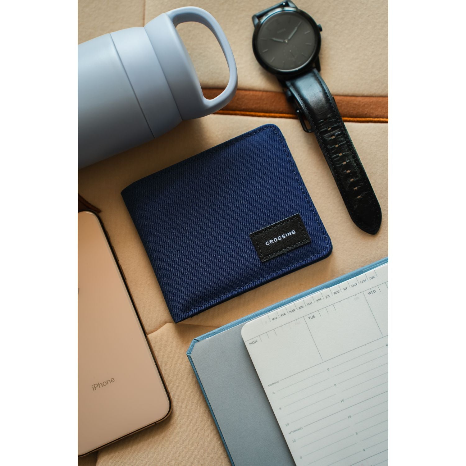 Crossing Bifold Wallet with Coin Pocket RFID - Navy