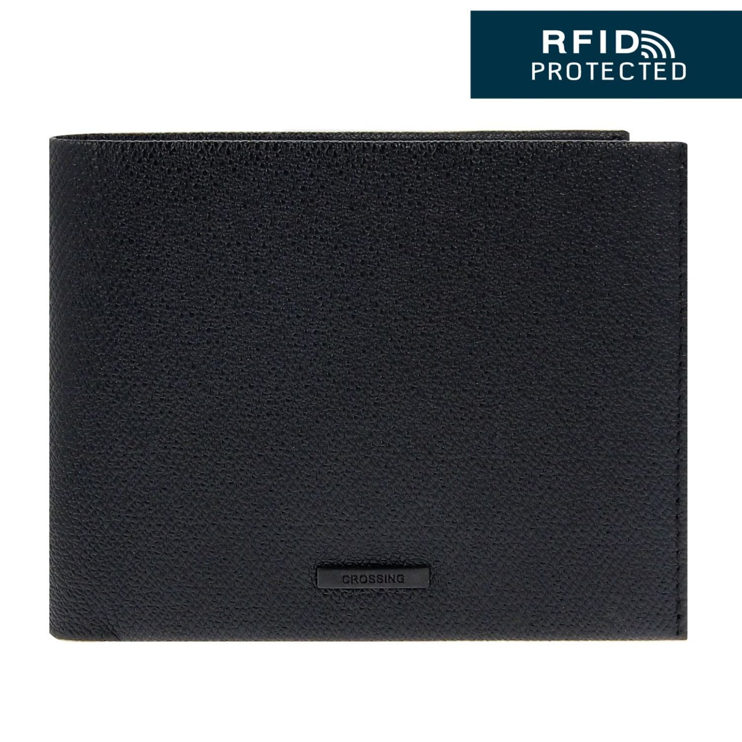 Crossing Elite Bi-fold Leather Wallet [12 Card Slots] RFID - Black