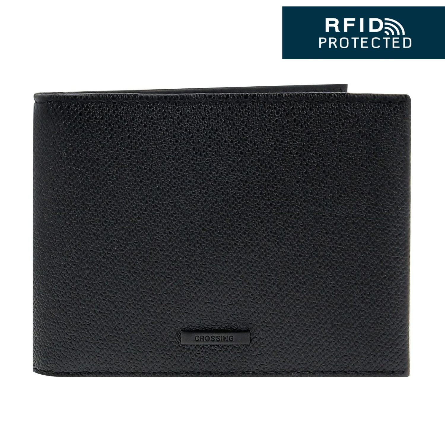 Crossing Elite Slim Leather Wallet With Coin Pocket [5 Card Slots] RFID - Black