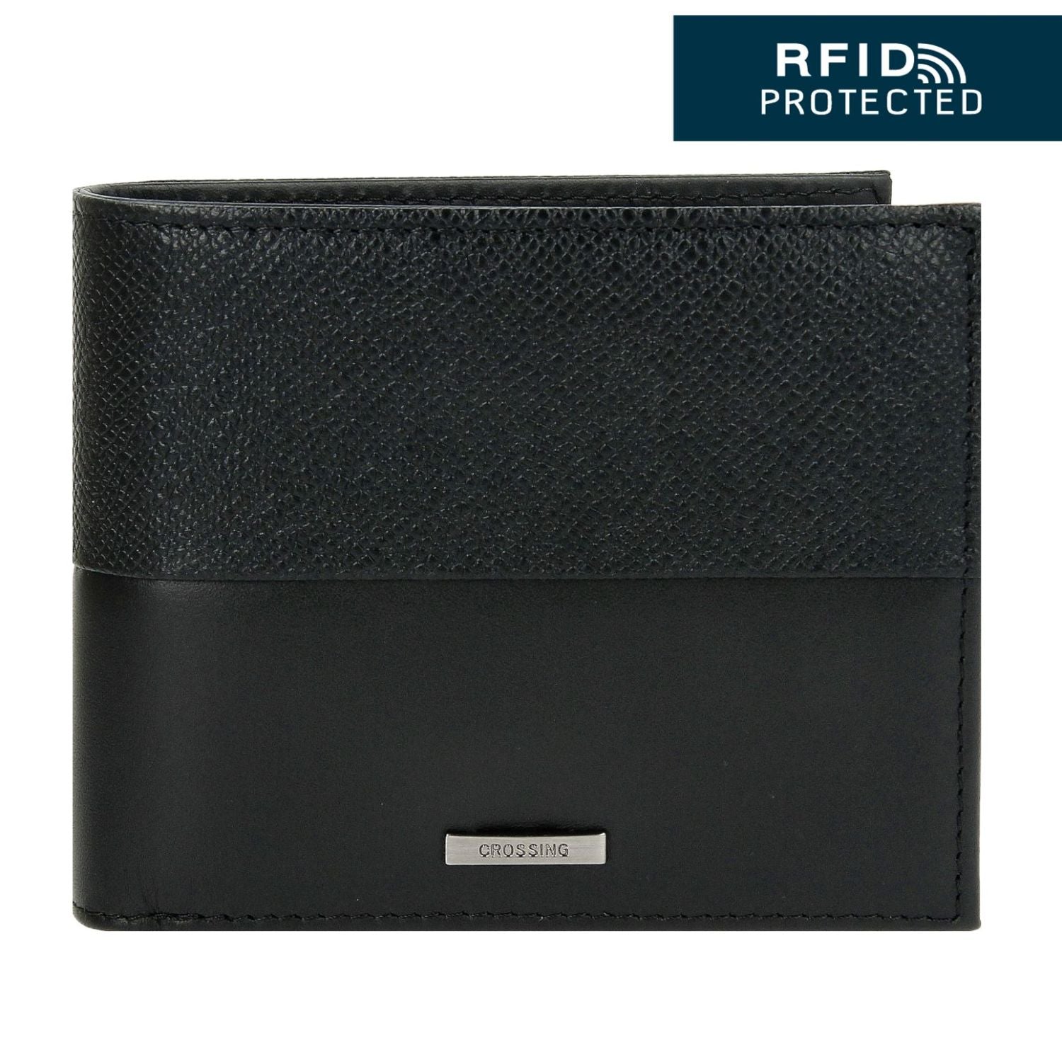 Crossing Infinite Bi-Fold Leather Wallet With Coin Pocket [13 Card Slots] RFID - Black