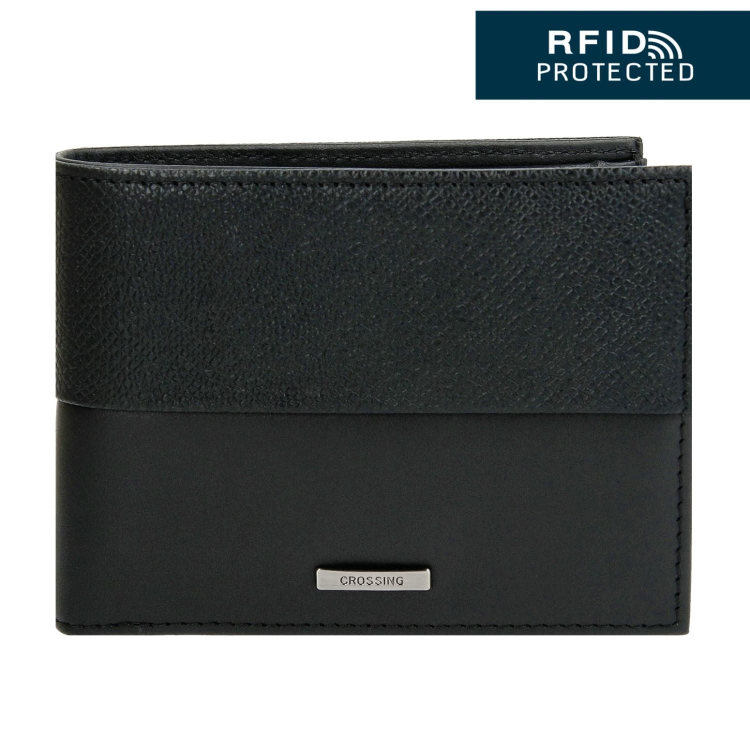 Crossing Infinite Slim Leather Wallet With Coin Pocket [5 Card Slots] RFID - Black