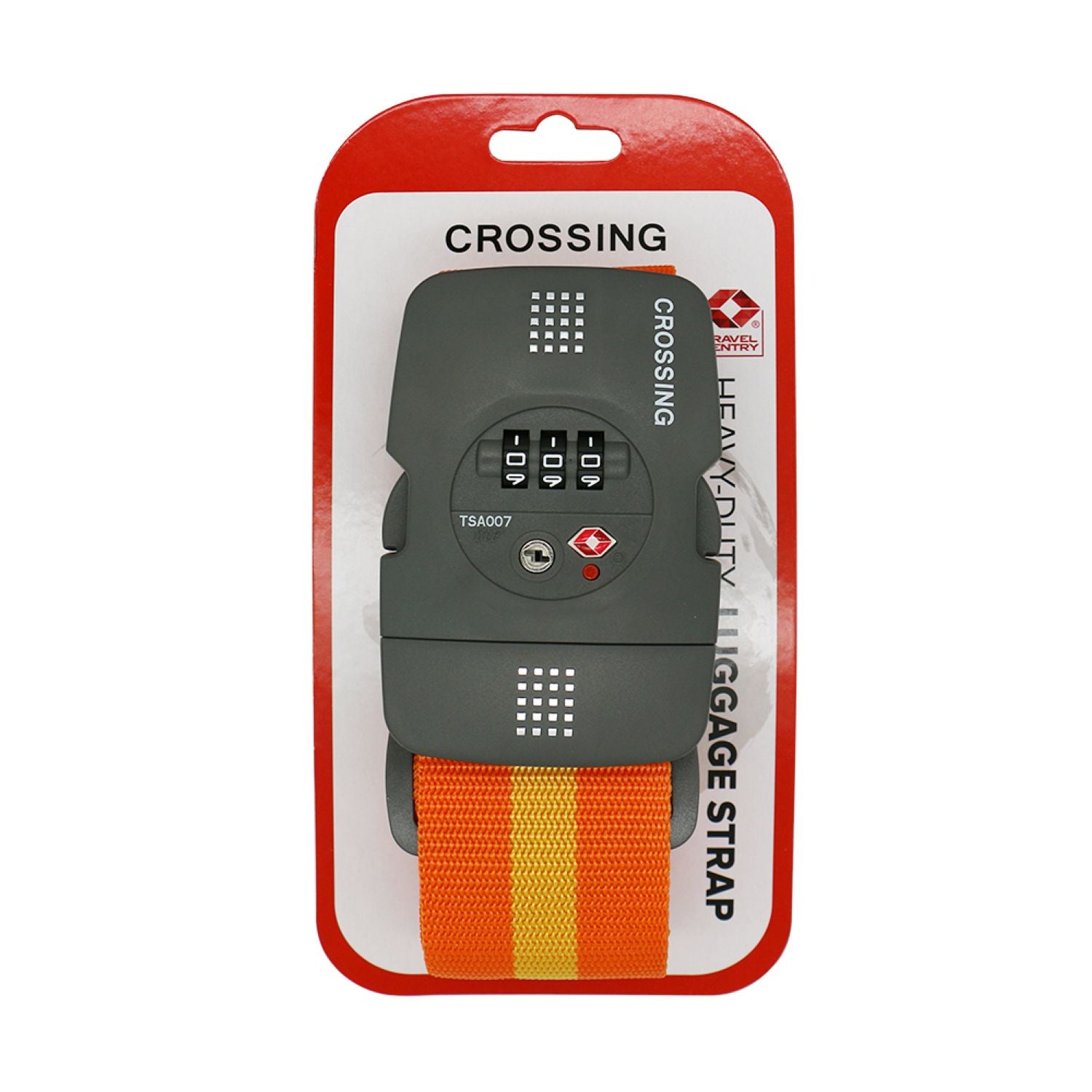 Crossing Luggage Strap With 3 Dial TSA Lock - Orange