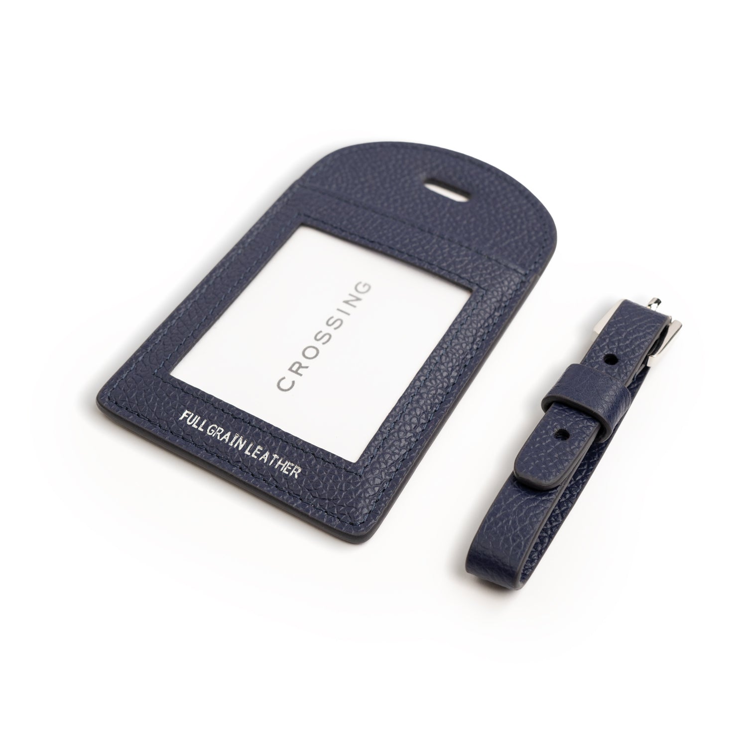 Crossing Milano Leather Luggage Tag - Barcoss Navy
