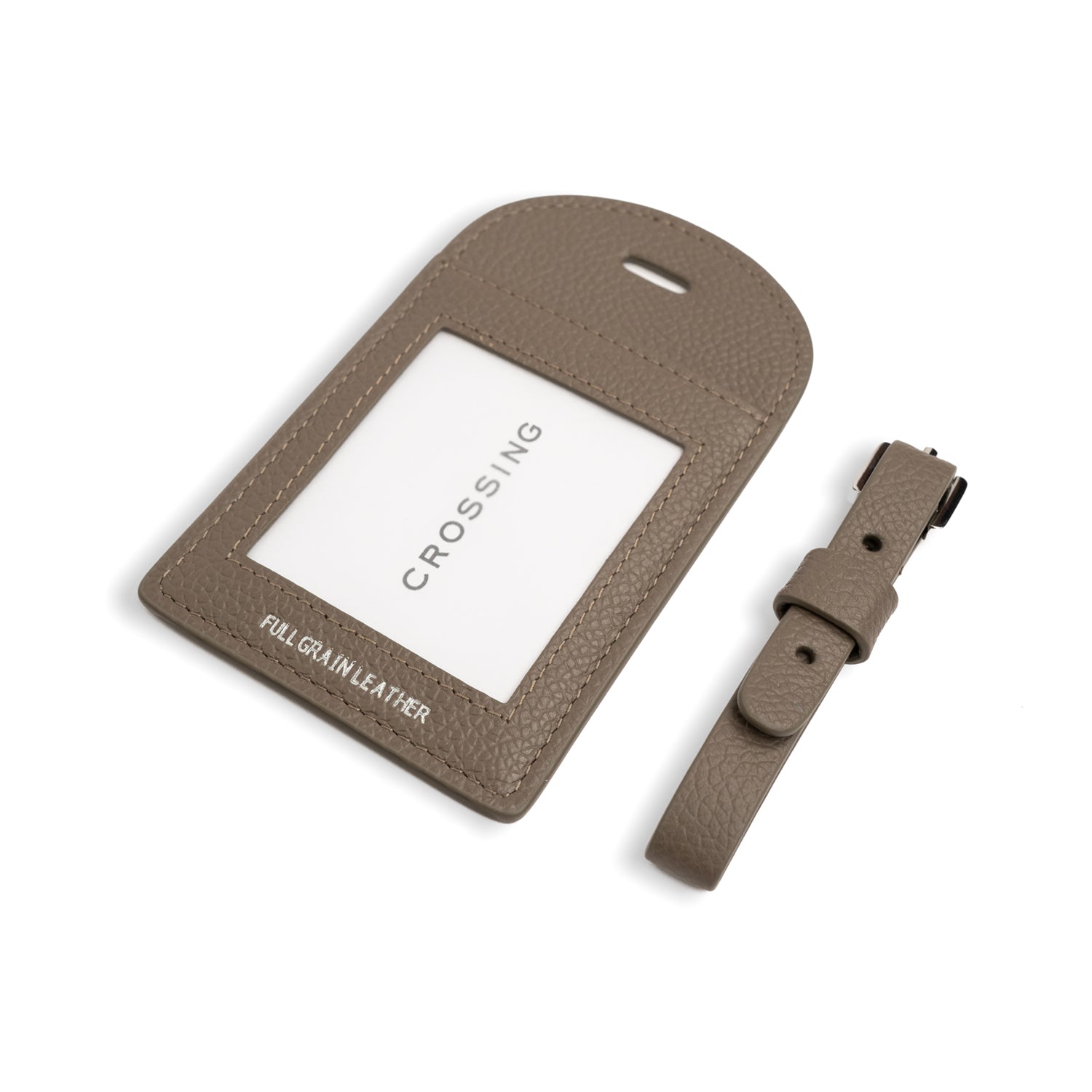 Crossing Milano Leather Luggage Tag - Dark Khaki