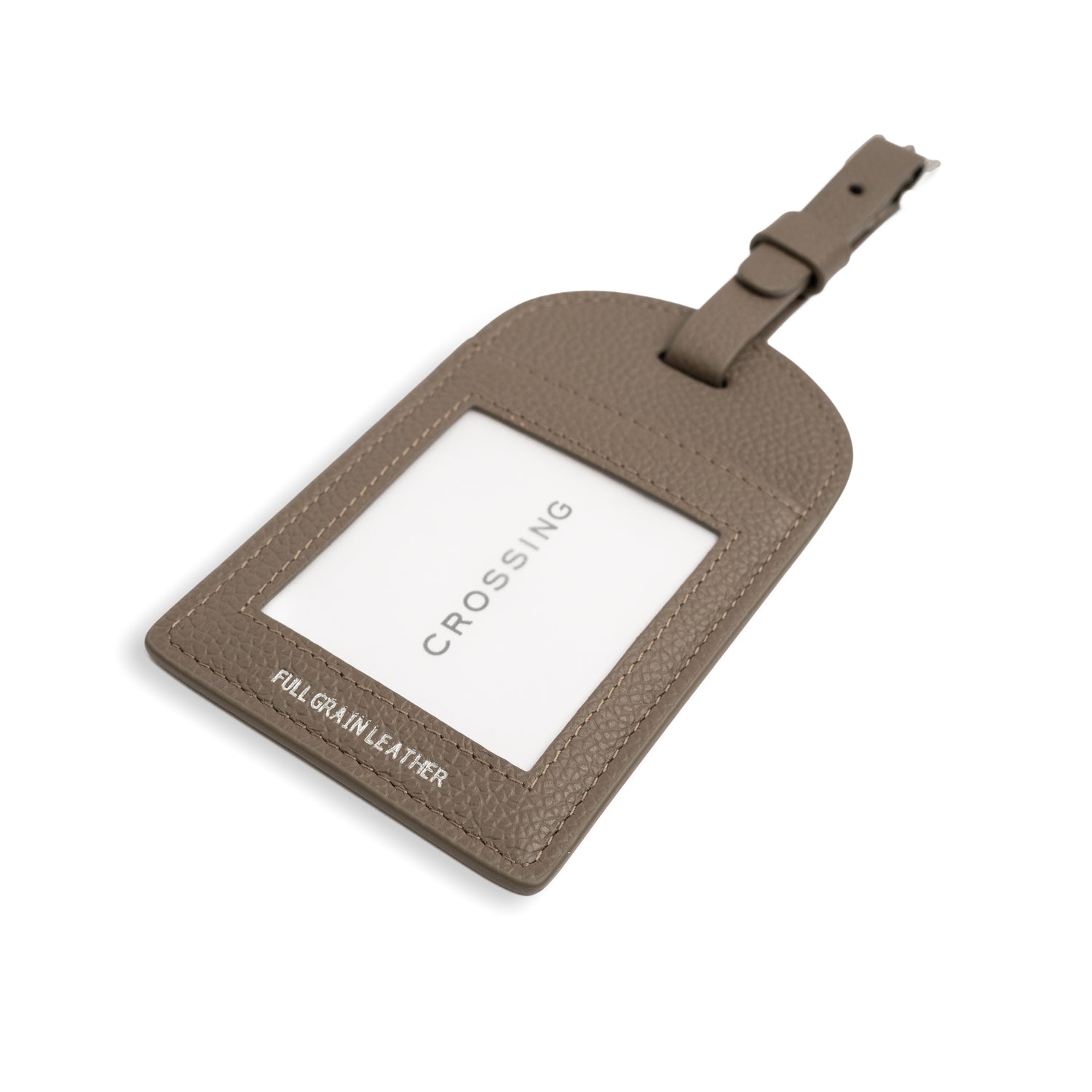 Crossing Milano Leather Luggage Tag - Dark Khaki