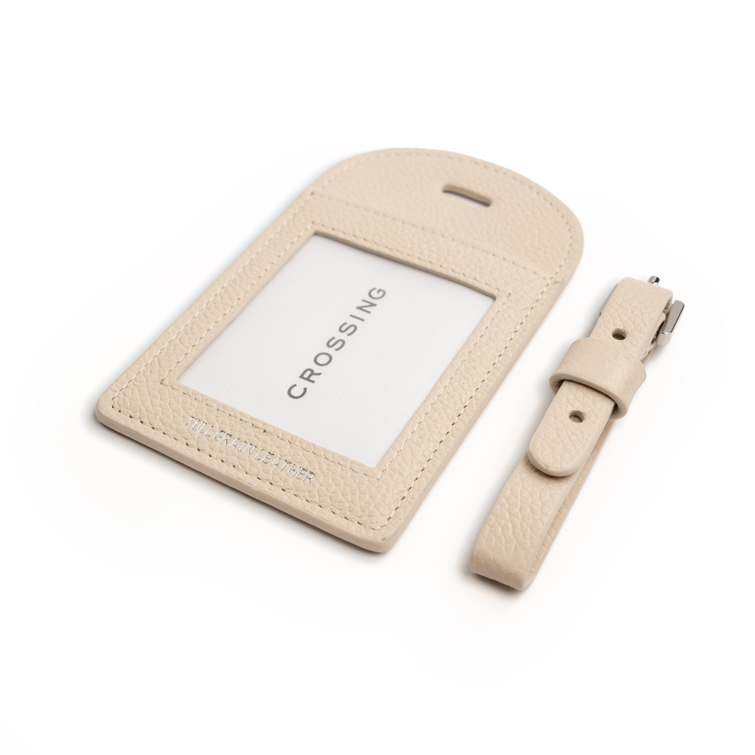 Crossing Milano Leather Luggage Tag - New Sand