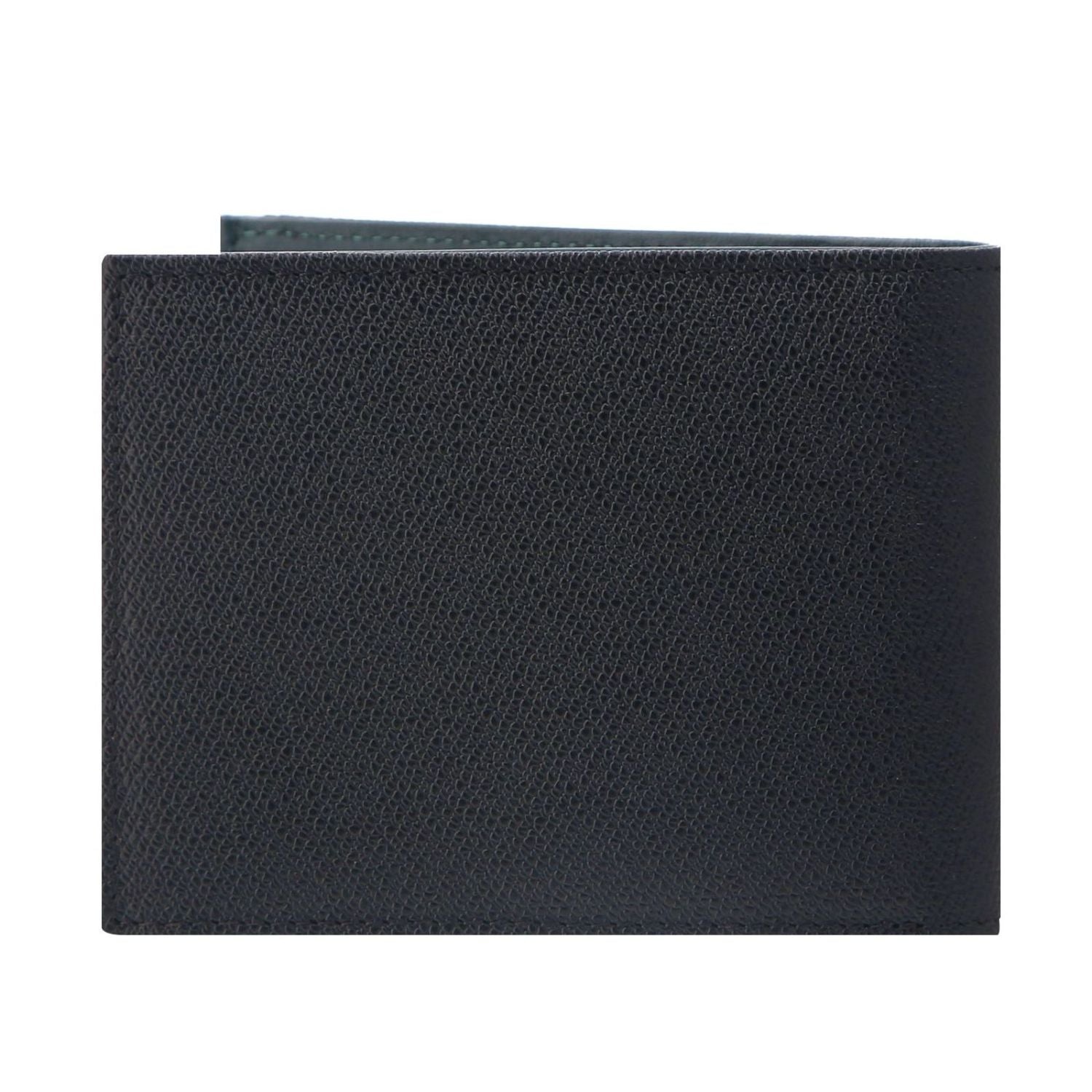Crossing Modish Slim Leather Wallet With Coin Pocket [5 Card Slots] RFID - Black/Teal