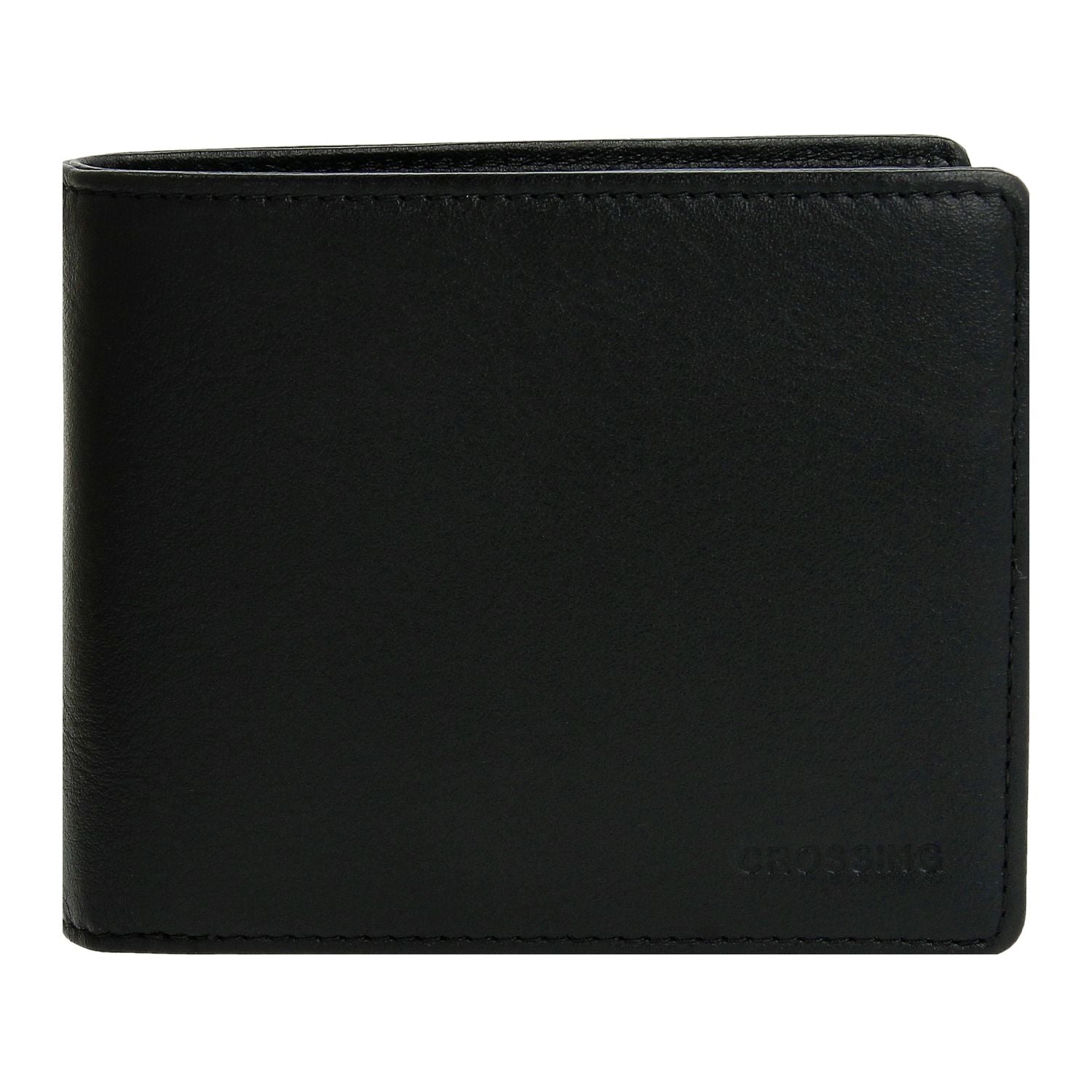Crossing Prime Bi-Fold Leather Wallet With Flap [17 Card Slots] - Black