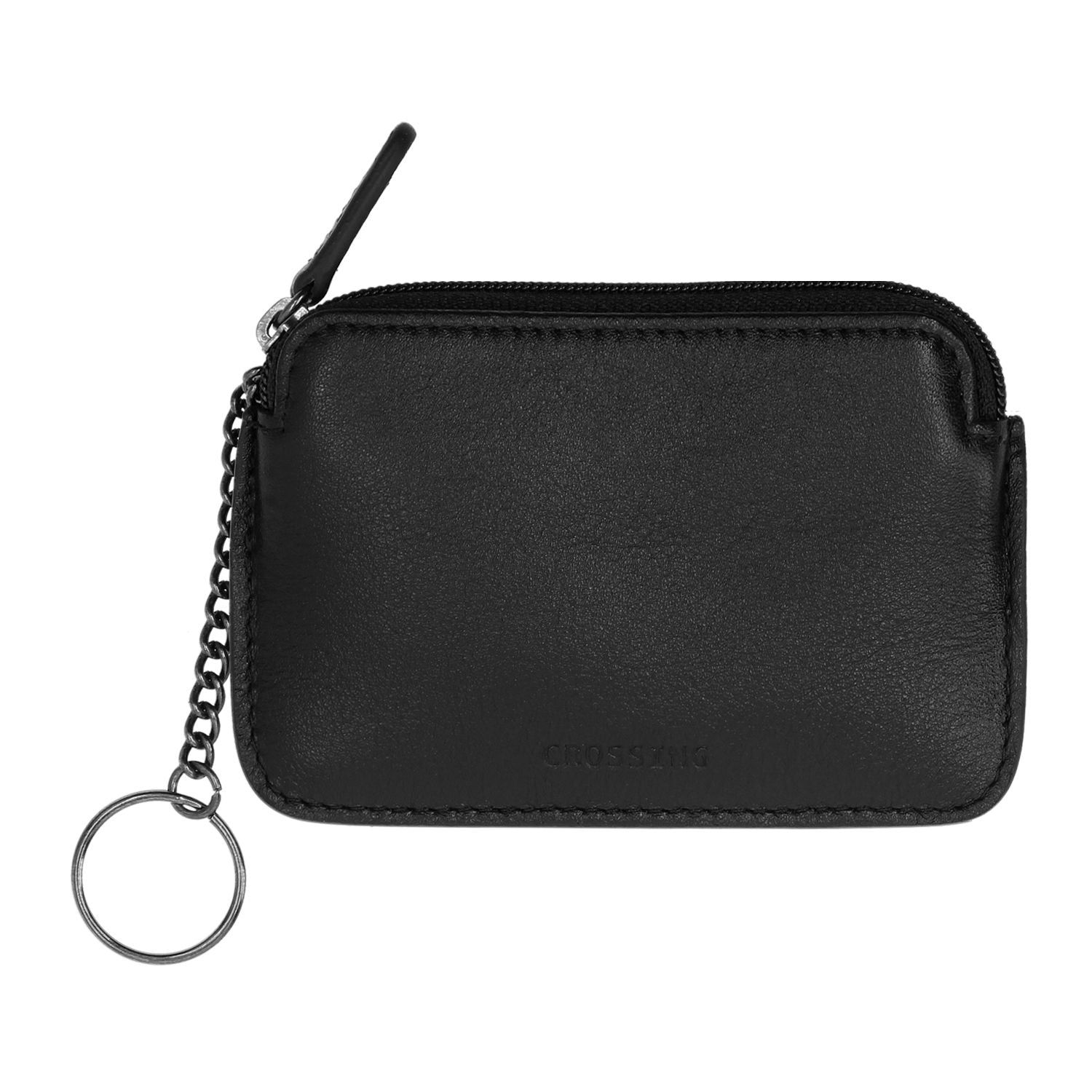 Crossing Prime Leather Key Coin Pouch With Card Slots - Black