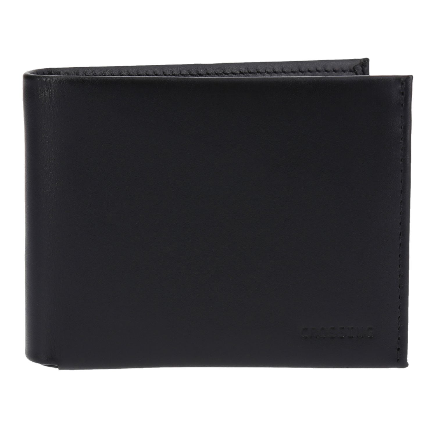 Crossing Sydney Slim Leather Wallet With Coin Pocket [5 Card Slots] Rfid - Black