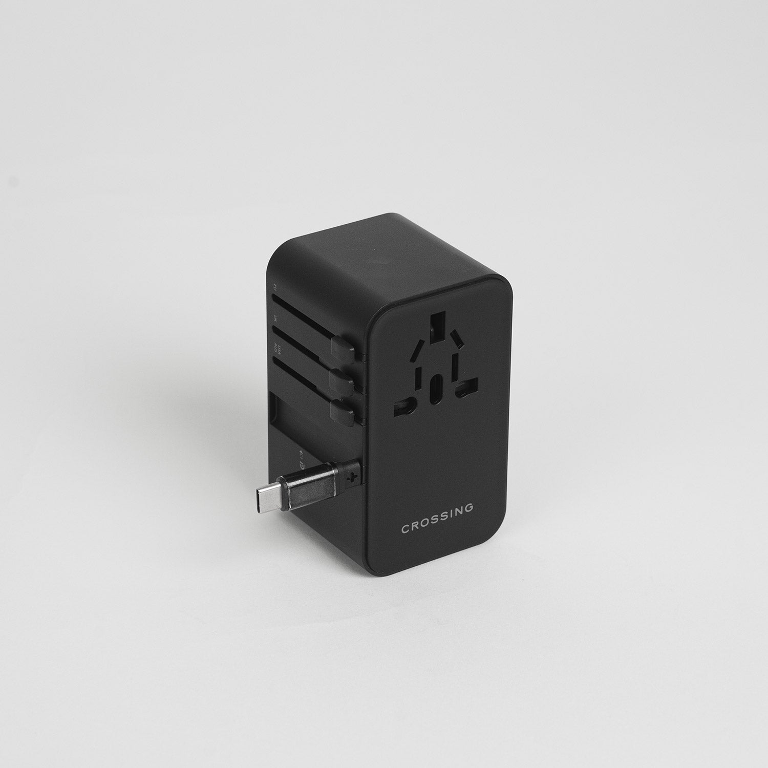 Crossing World Travel Adaptor 70W with 2 X USB-A + 2 X USB-C with Built-In Type C Cable - Black
