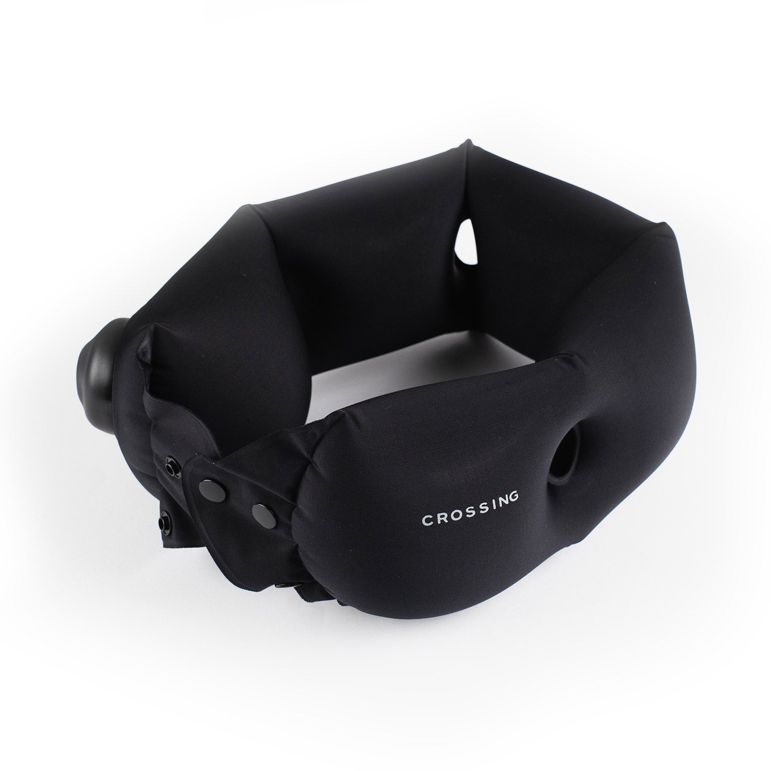 Crossing Inflatable Air Pump Neck Travel Pillow - Black