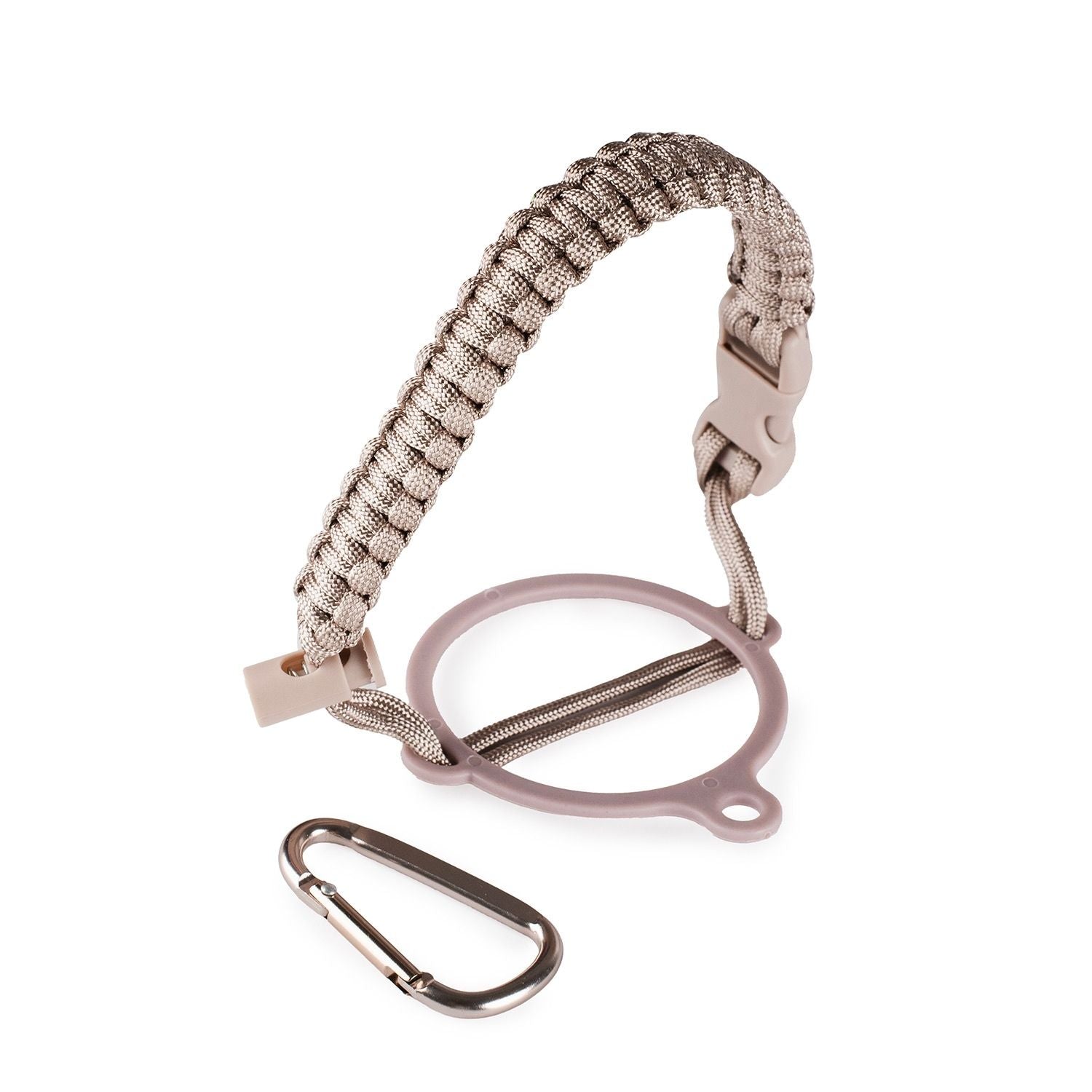 Crossing Paracord Bottle Carrier Strap with Carabiner - Beige