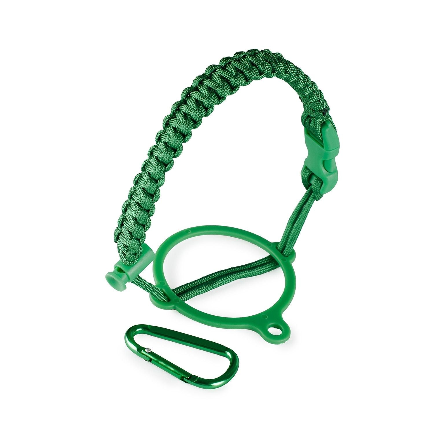 Crossing Paracord Bottle Carrier Strap with Carabiner - Bright Green