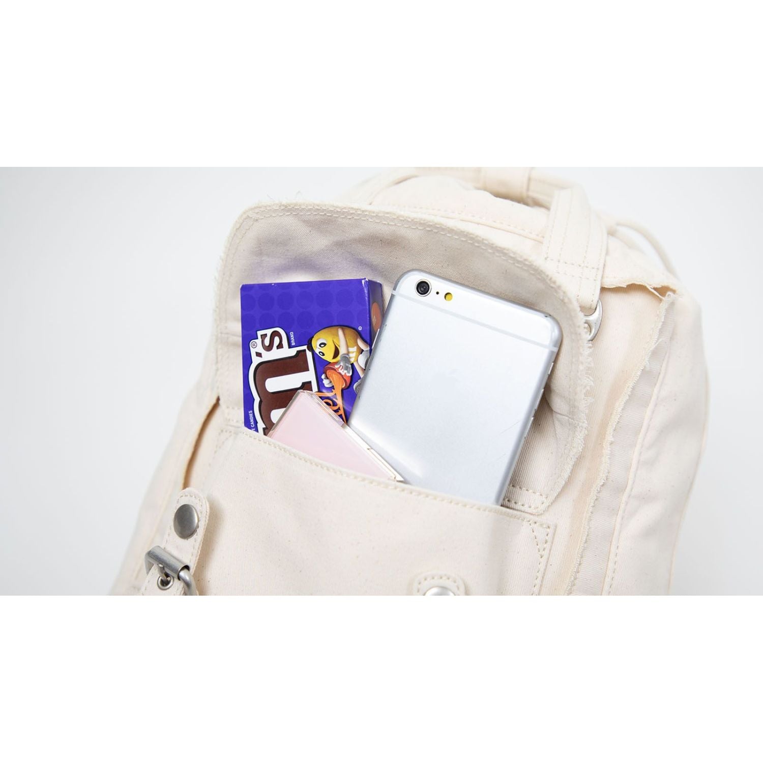 Doughnut Macaroon Mini Drawstring Organic Cotton Series Backpack - Beige