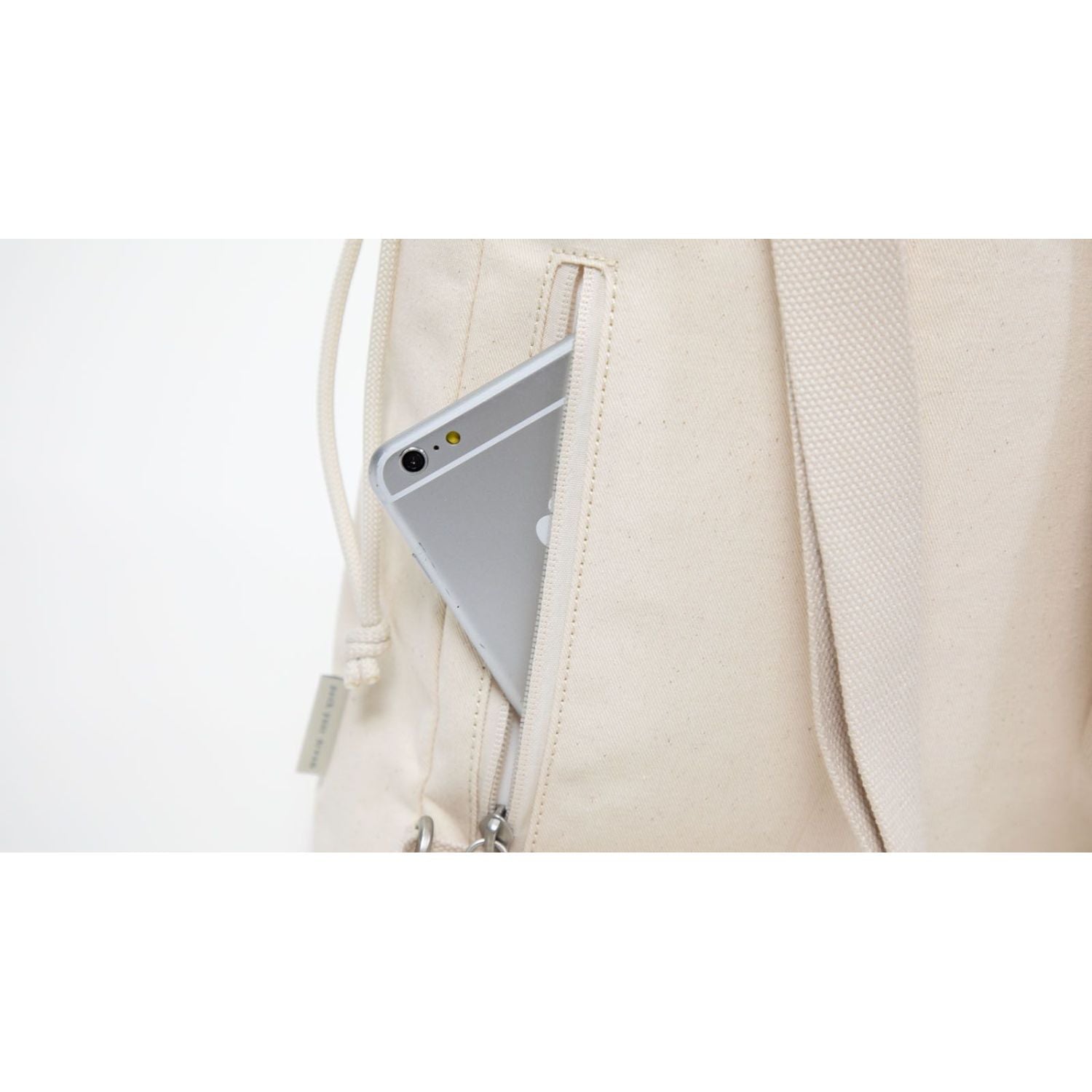 Doughnut Macaroon Mini Drawstring Organic Cotton Series Backpack - Beige