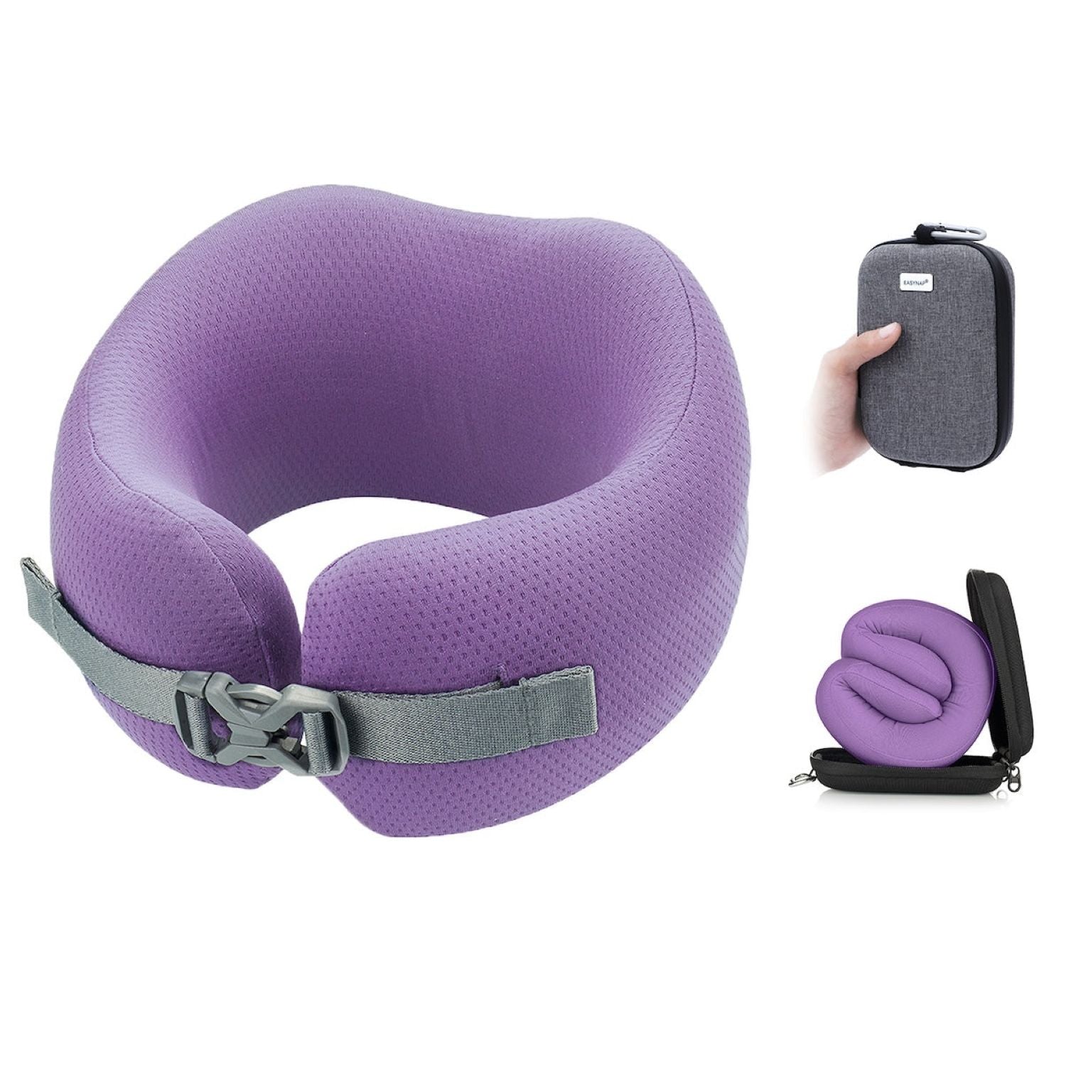 Easynap Foldable Pocket Travel Neck Pillow With Pouch Large - Lavender (Purple)
