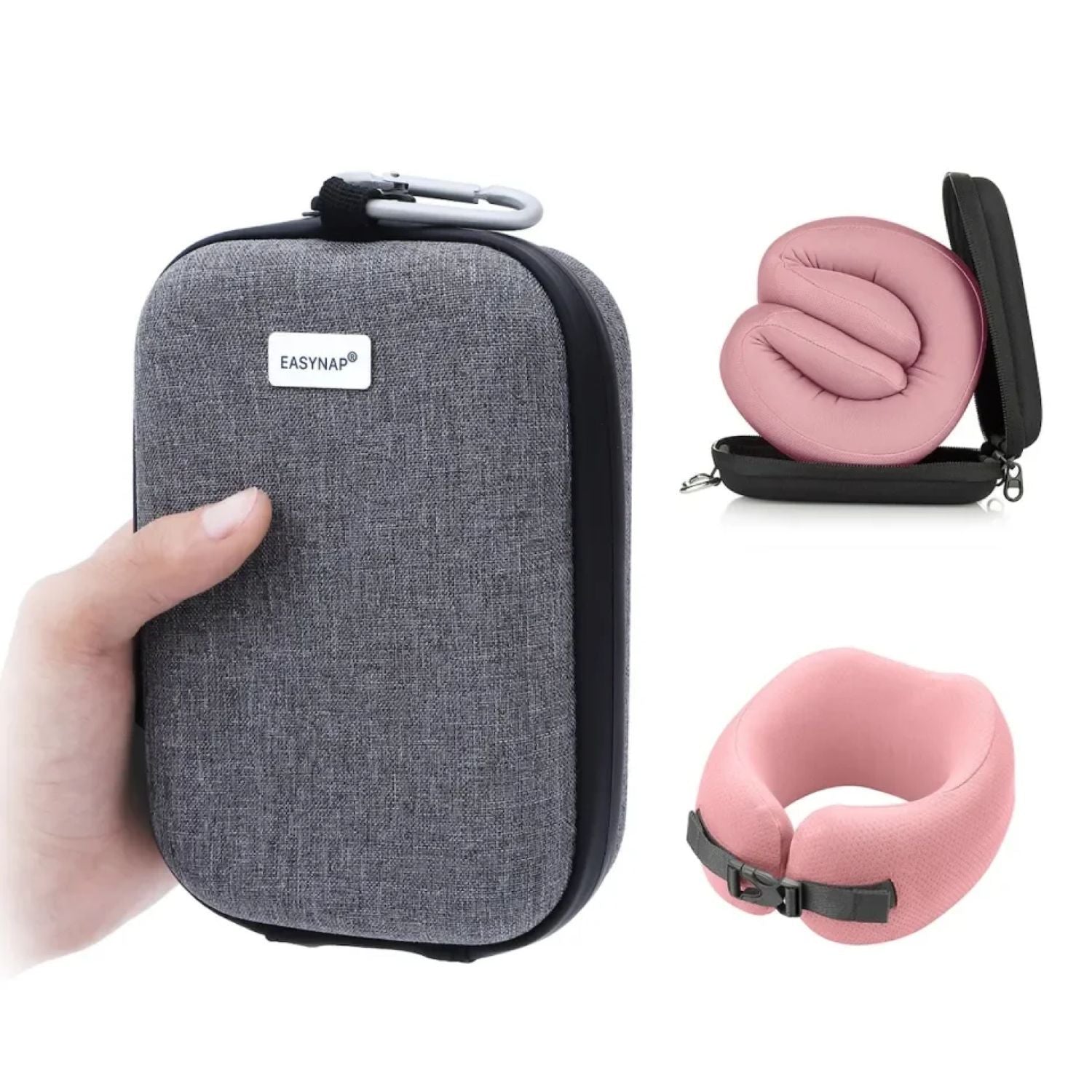 Easynap Foldable Pocket Travel Neck Pillow With Pouch Medium - Candlelight Peach (Pink)