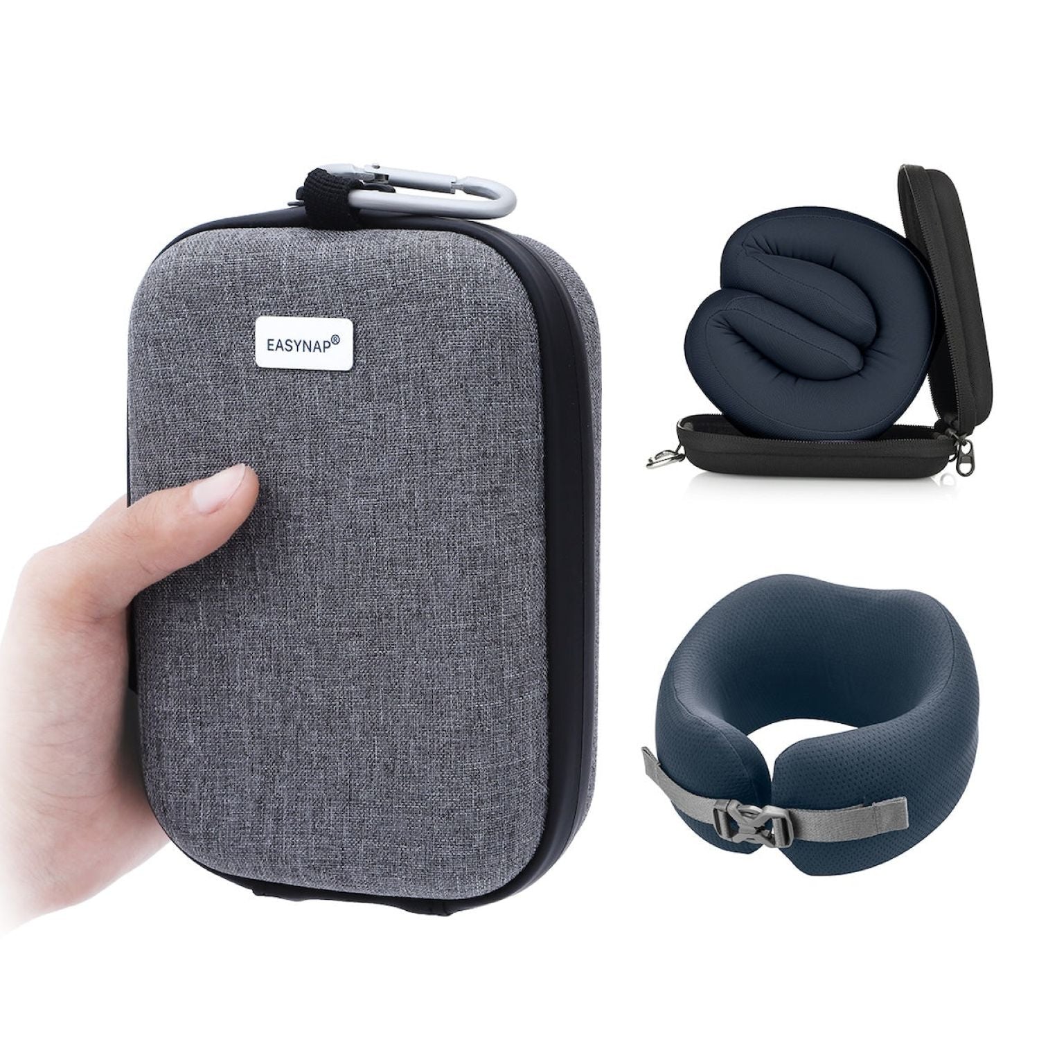 Easynap Foldable Pocket Travel Neck Pillow With Pouch Medium - Pewter Gray