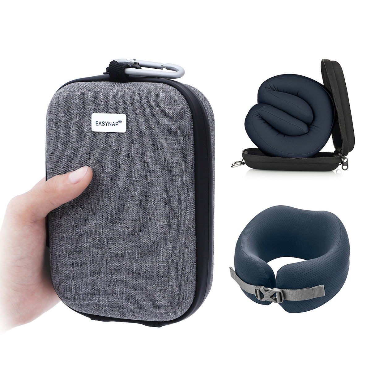 Easynap Foldable Pocket Travel Neck Pillow With Pouch Small - Midnight Navy (Dark Blue)