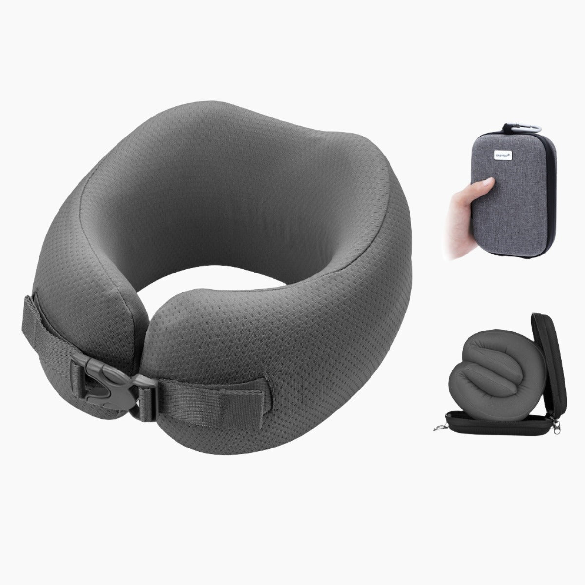 Easynap Foldable Pocket Travel Neck Pillow With Pouch Small - Pewter Gray
